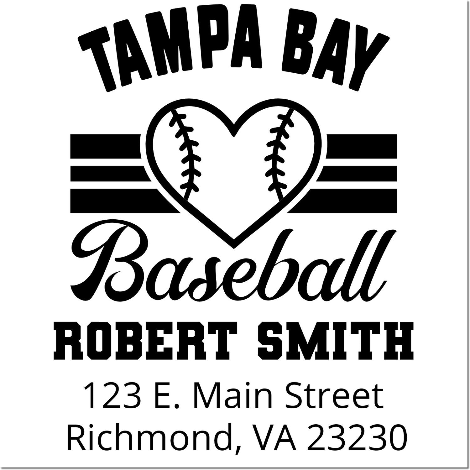 Custom Tampa Bay Baseball return address rubber stamp for Robert Smith, Richmond, VA 23230.