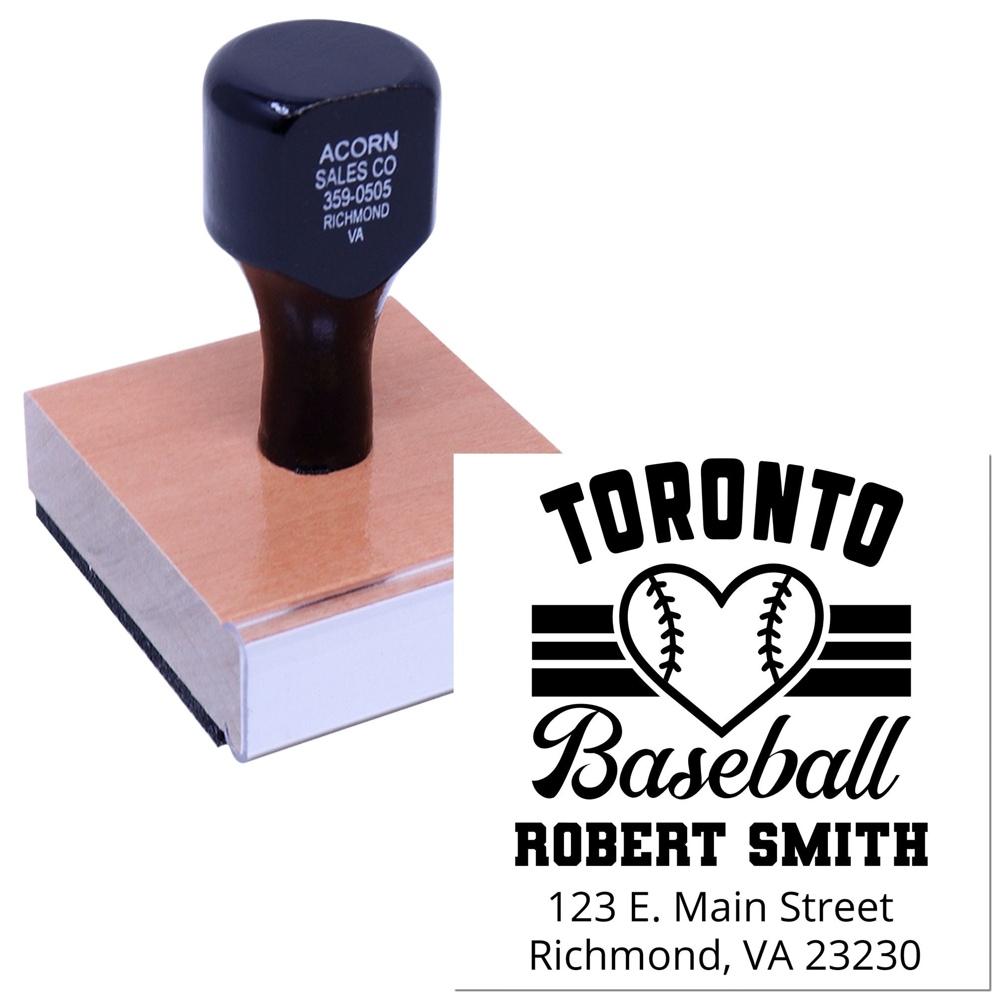 I Love Toronto Baseball Personalized Address Return for Envelopes Stamp with Wood Handle