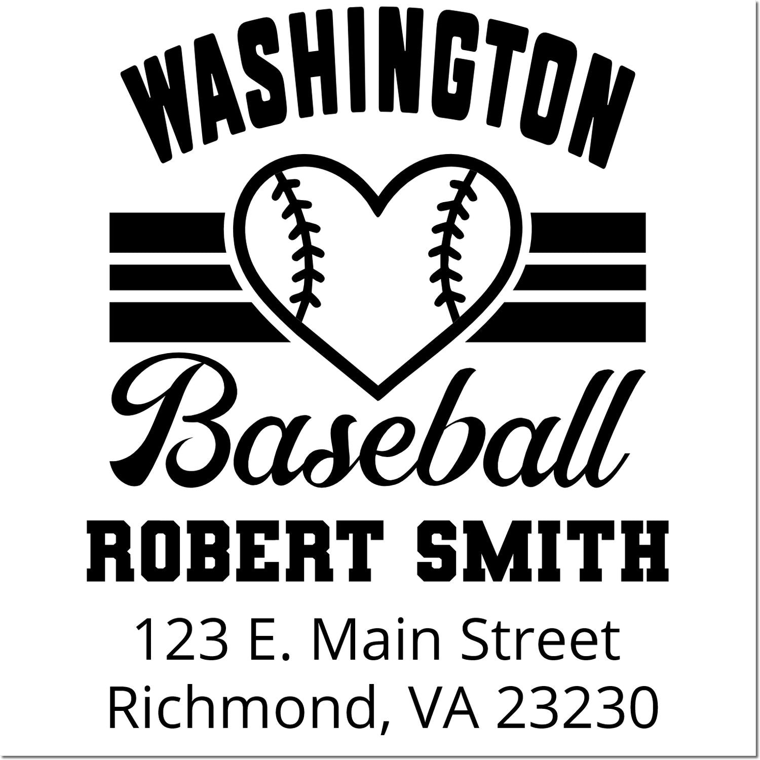 Washington baseball custom rubber stamp for Robert Smith with address, Richmond, VA 23230.