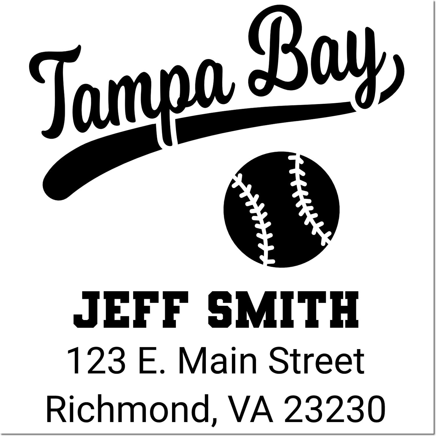 Custom Tampa Bay baseball address stamp for Jeff Smith, Richmond VA 23230.