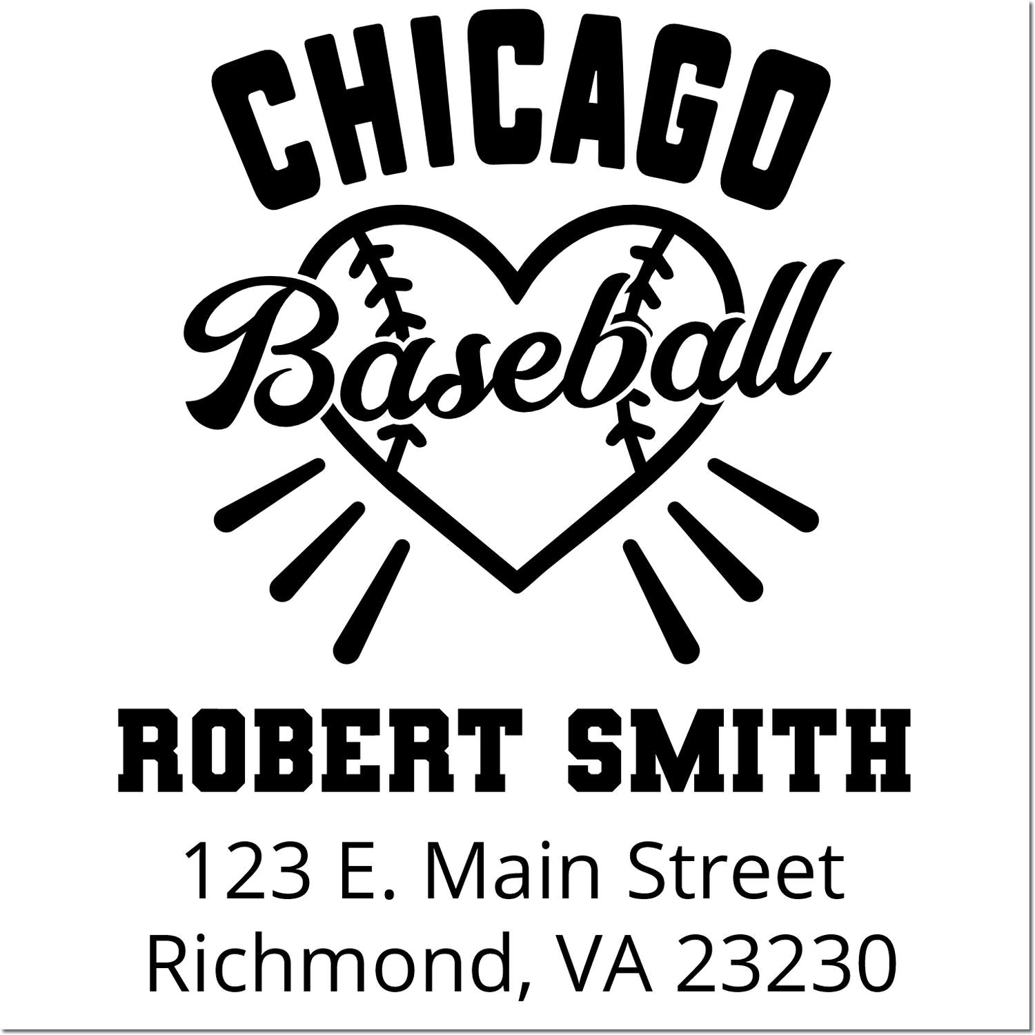 Personalized Chicago baseball return address rubber stamp for Robert Smith, Richmond, VA.