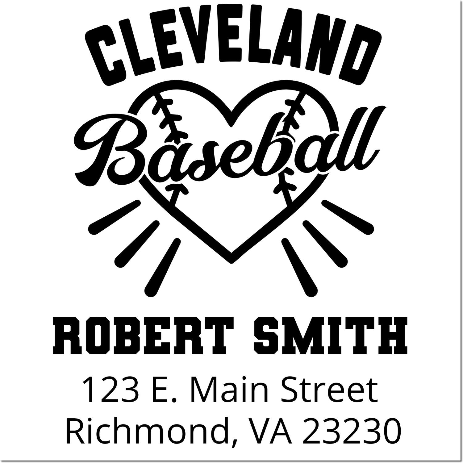 Custom Cleveland Baseball rubber stamp with Robert Smith name and Richmond, VA address for personalized mailing.
