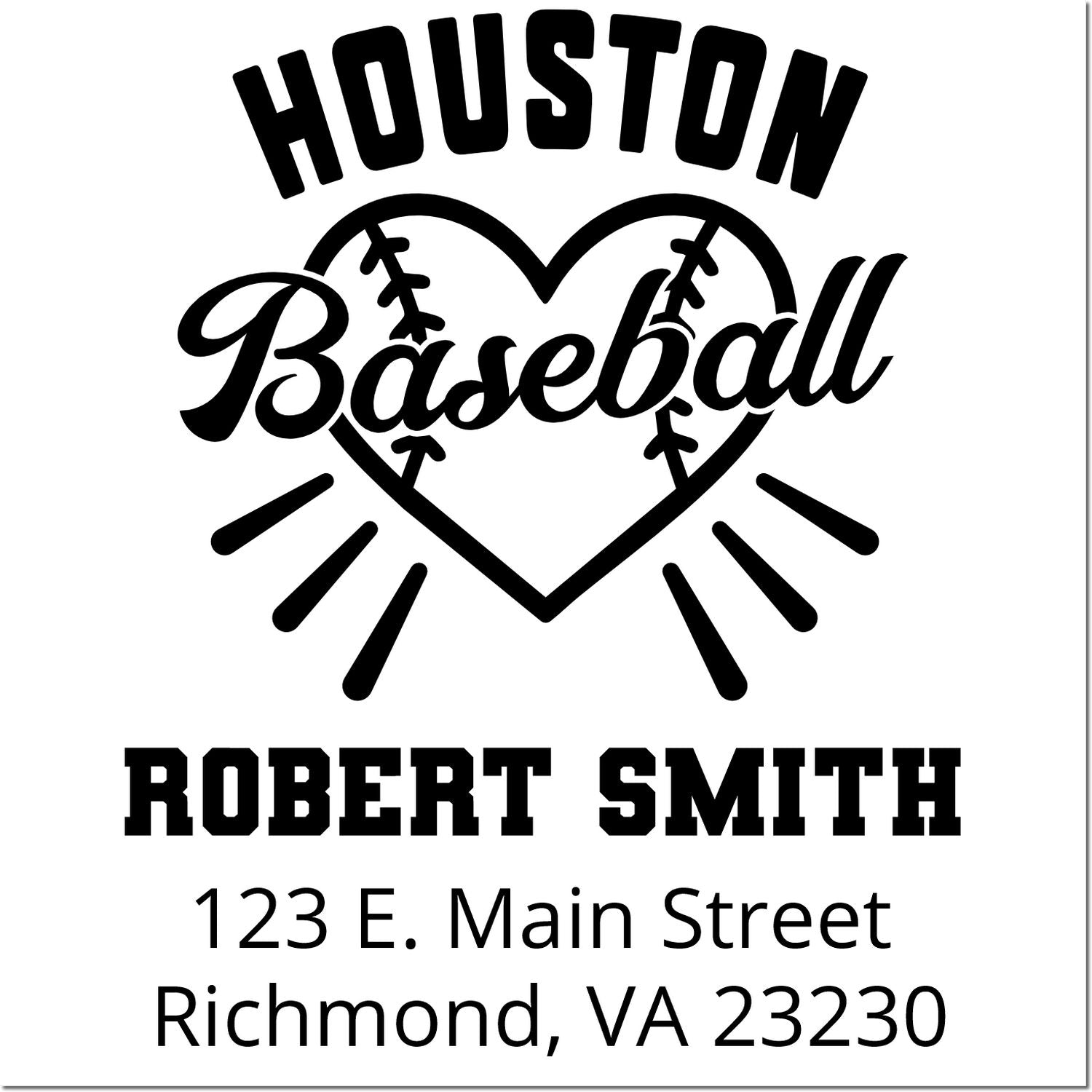 Custom Houston Baseball rubber stamp with Robert Smith name and address for personalized mailings.