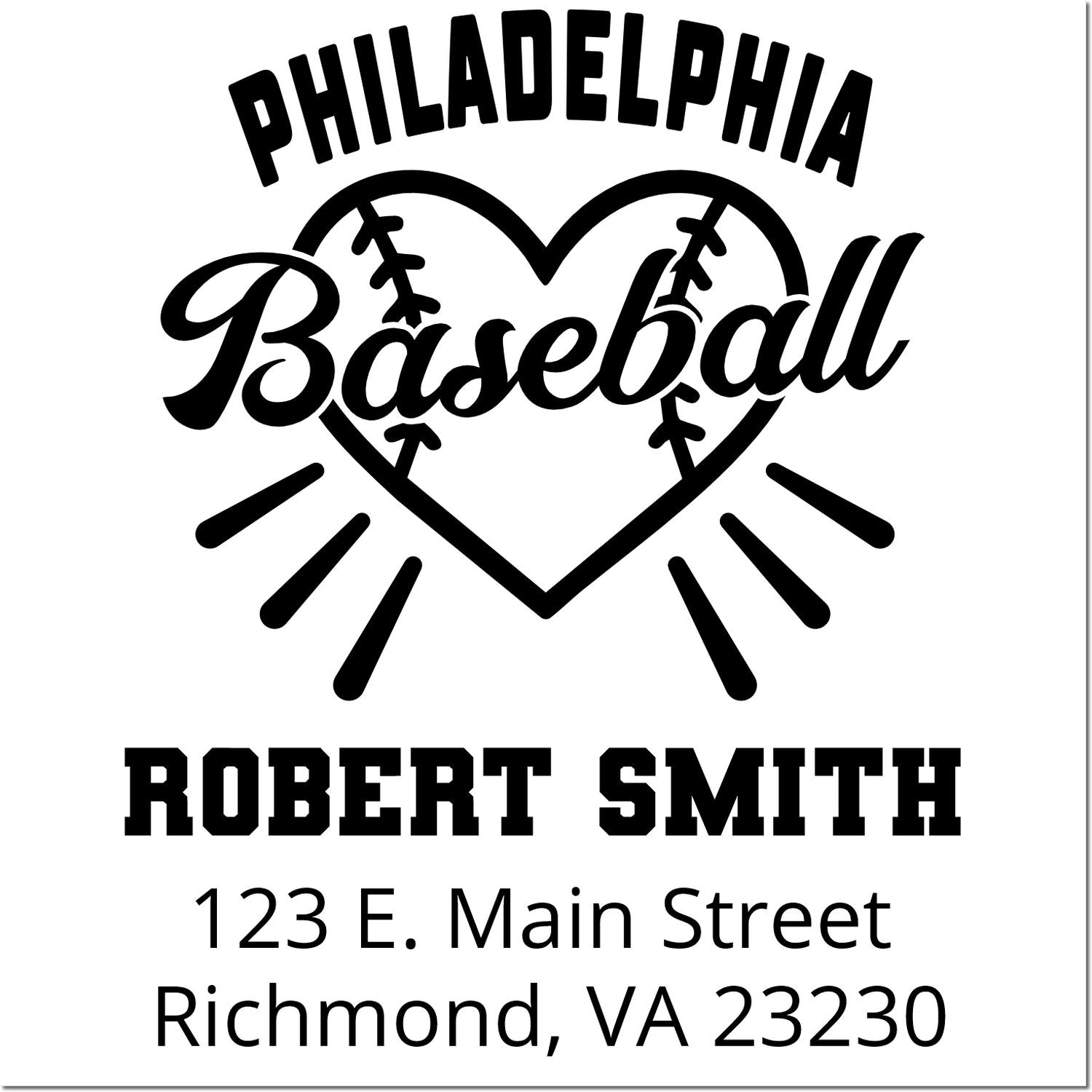 Custom Philadelphia baseball rubber stamp for Robert Smith, with name and Richmond, VA return address.