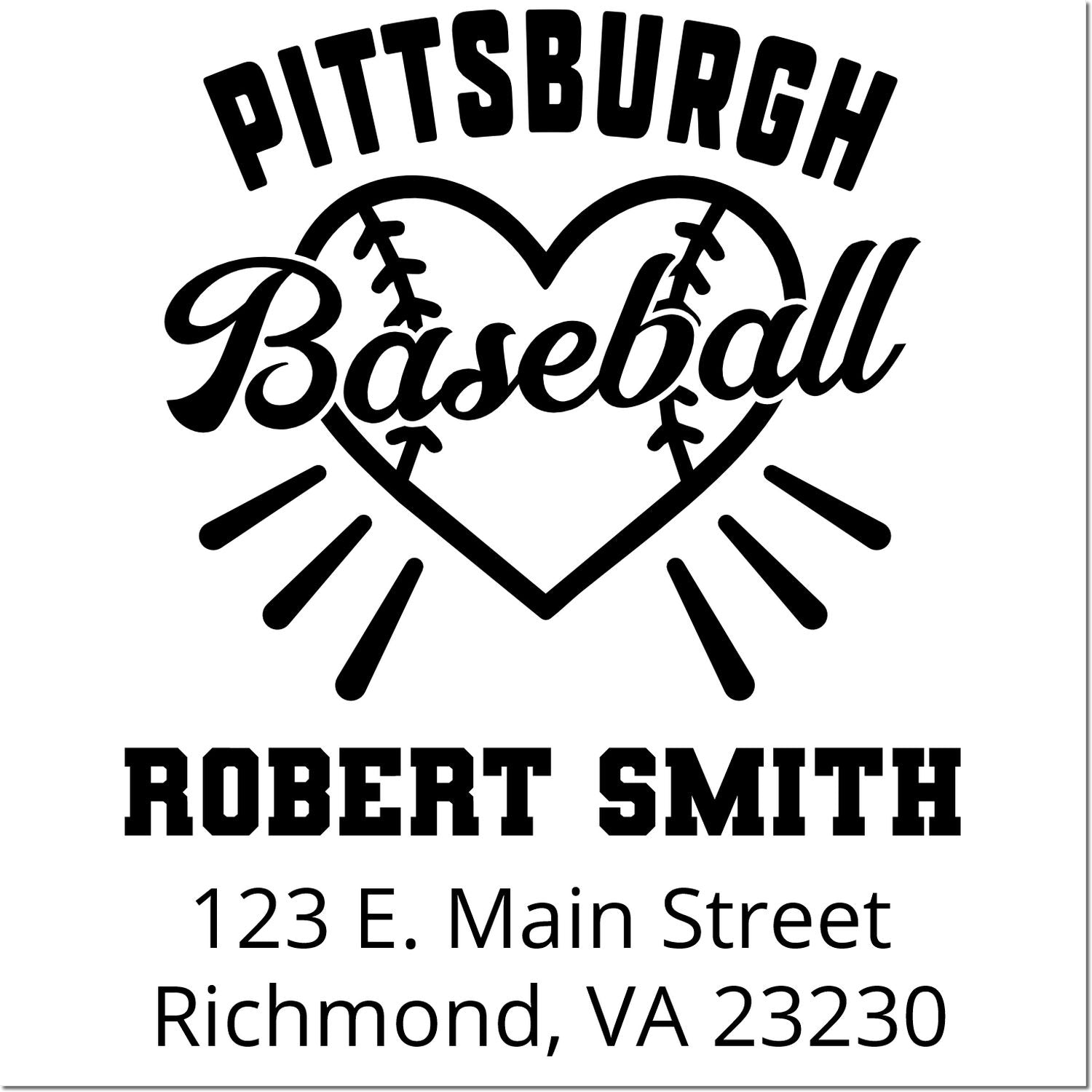 Custom Pittsburgh Baseball return address rubber stamp with Robert Smith and Richmond, VA 23230.
