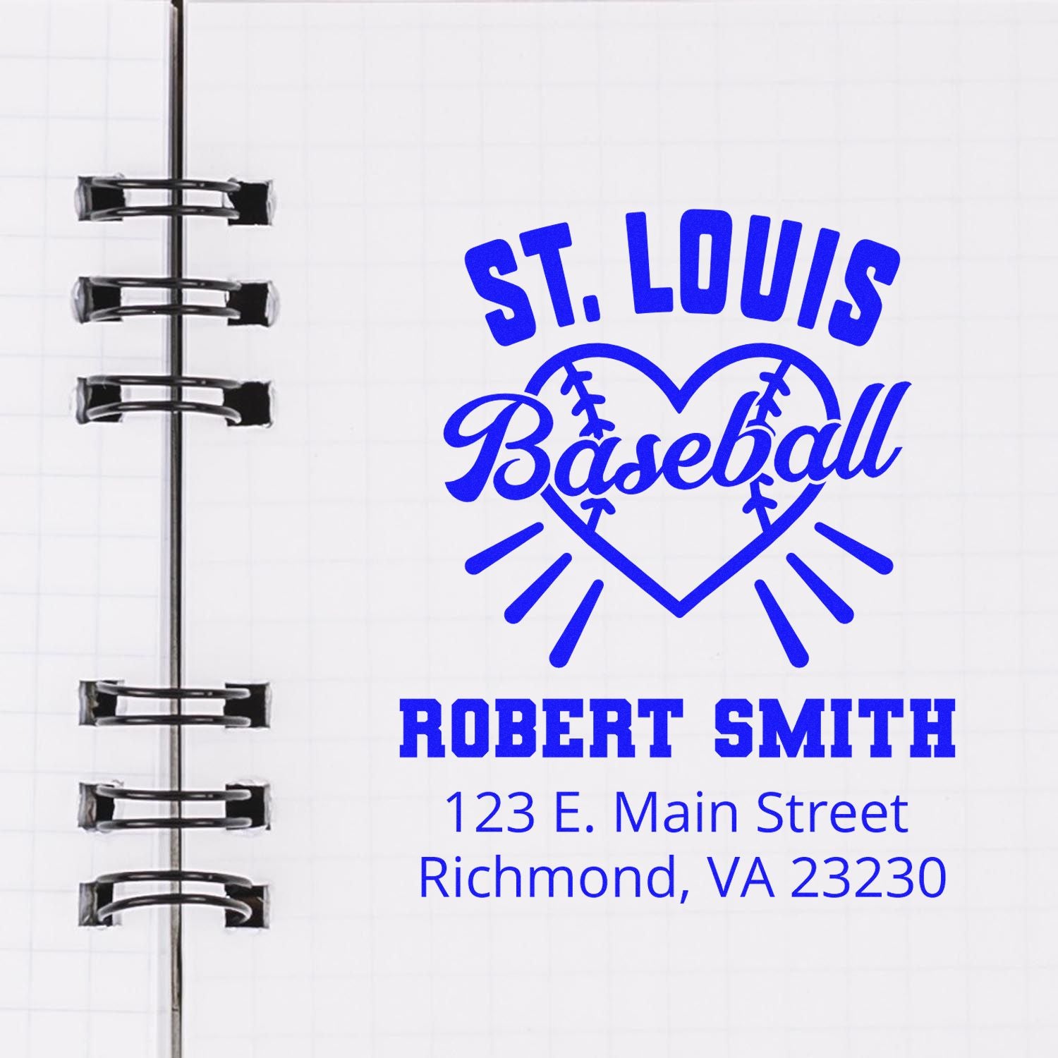 Duo Hand St Louis Retro Baseball Love Personalized Return Address Stamp