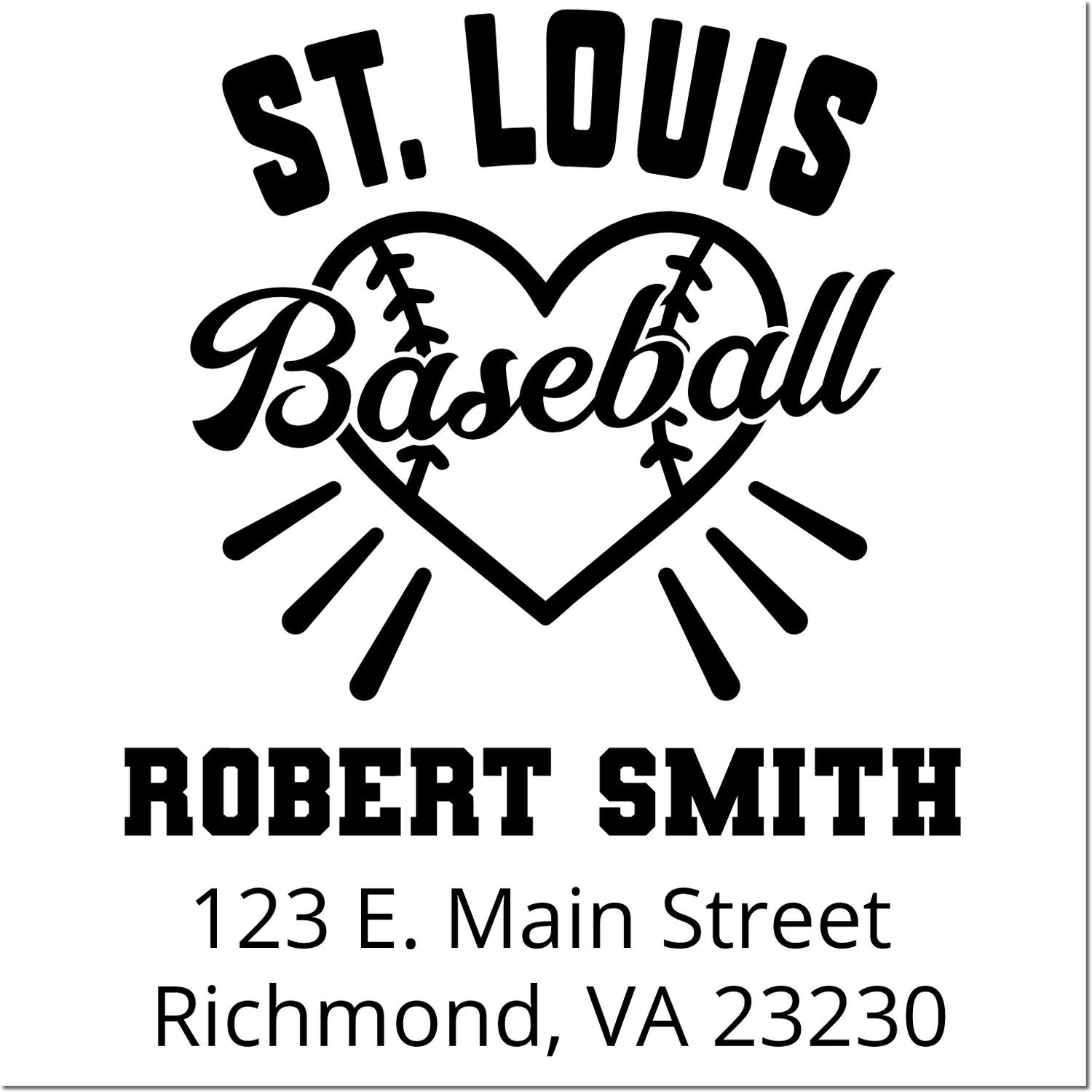Custom St. Louis baseball return address rubber stamp for Robert Smith, Richmond, VA.
