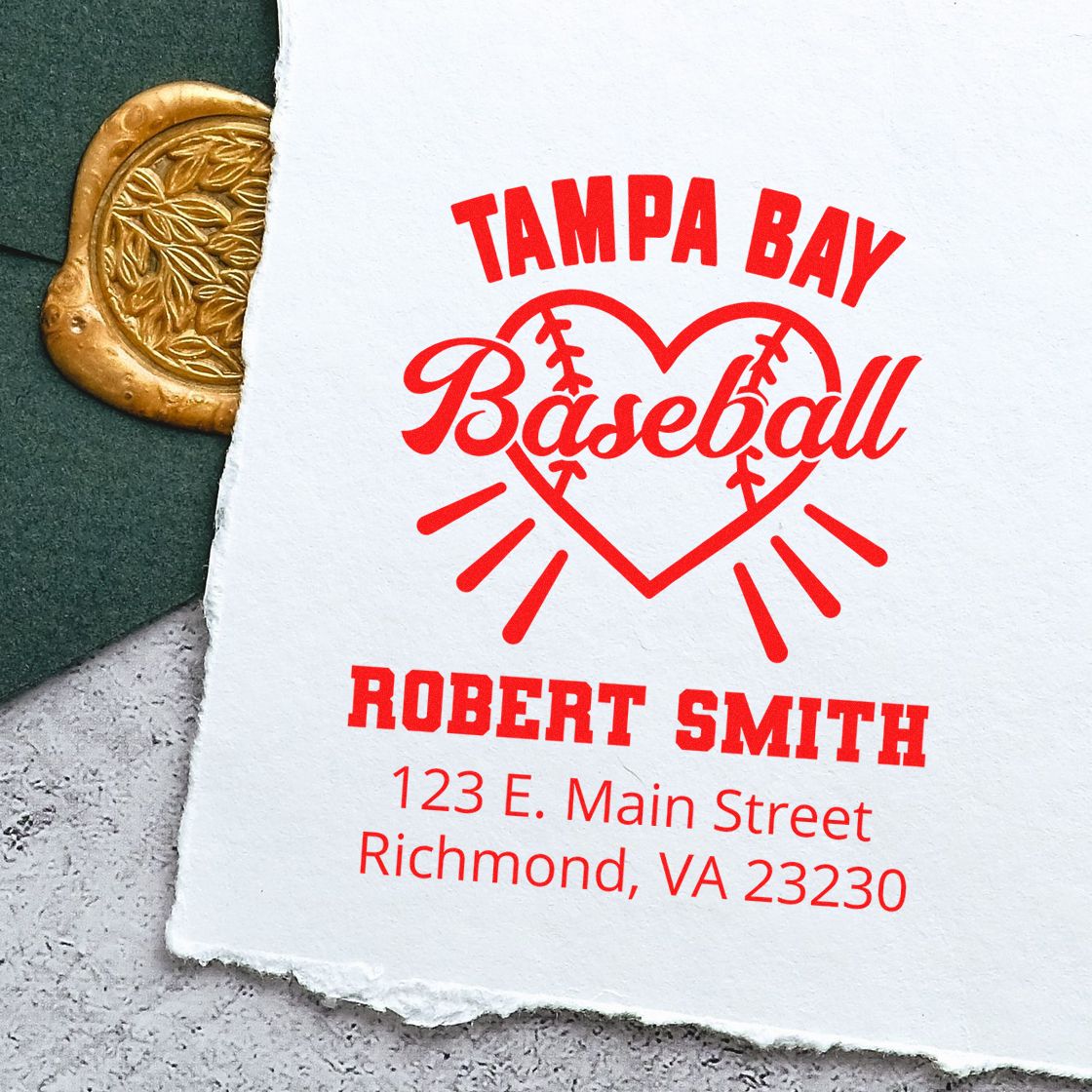 Custom Tampa Bay Baseball rubber stamp imprint with Robert Smith name and Richmond, VA address
