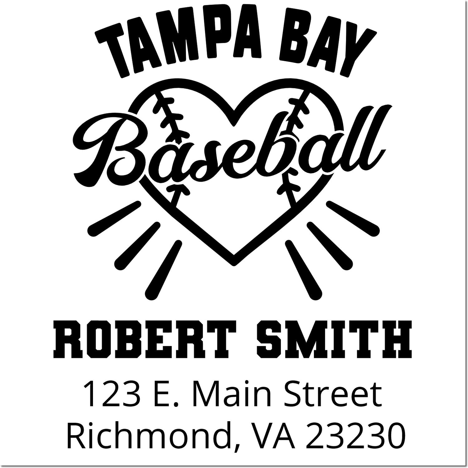 Custom Tampa Bay Baseball rubber stamp with Robert Smith return address, 123 E. Main Street, Richmond, VA 23230.