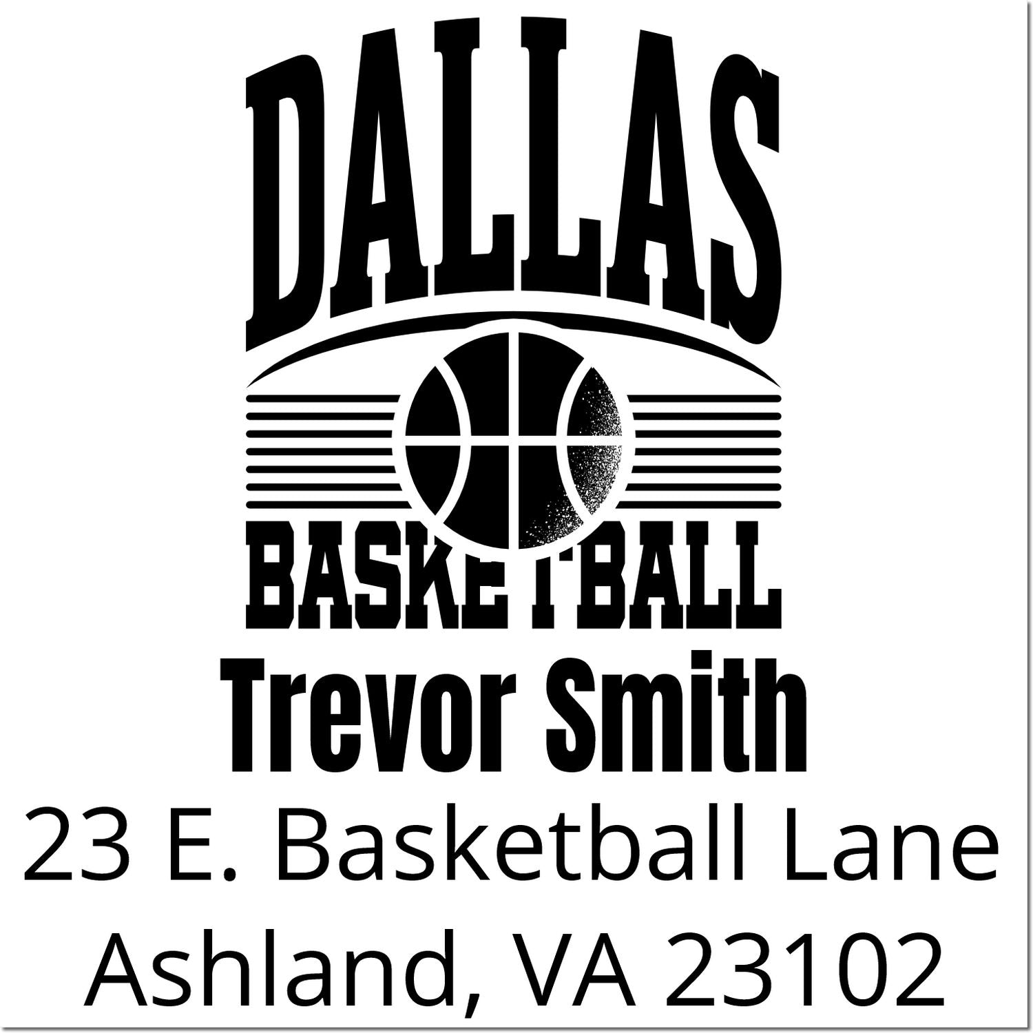 Custom Dallas basketball rubber stamp for Trevor Smith, Ashland, VA 23102 return address