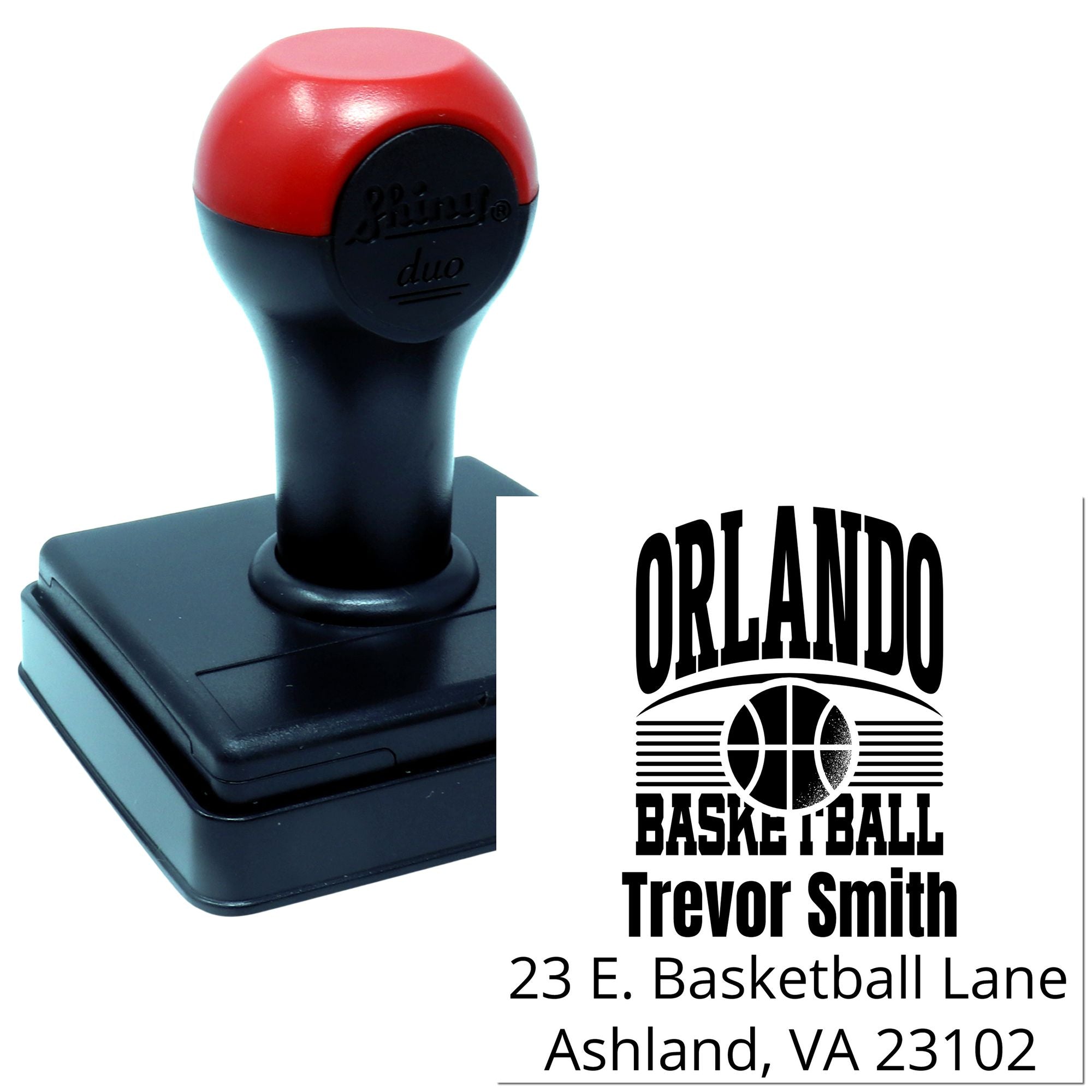 Custom Orlando basketball address rubber stamp, self-inking, for personalized sports mail and return addresses.