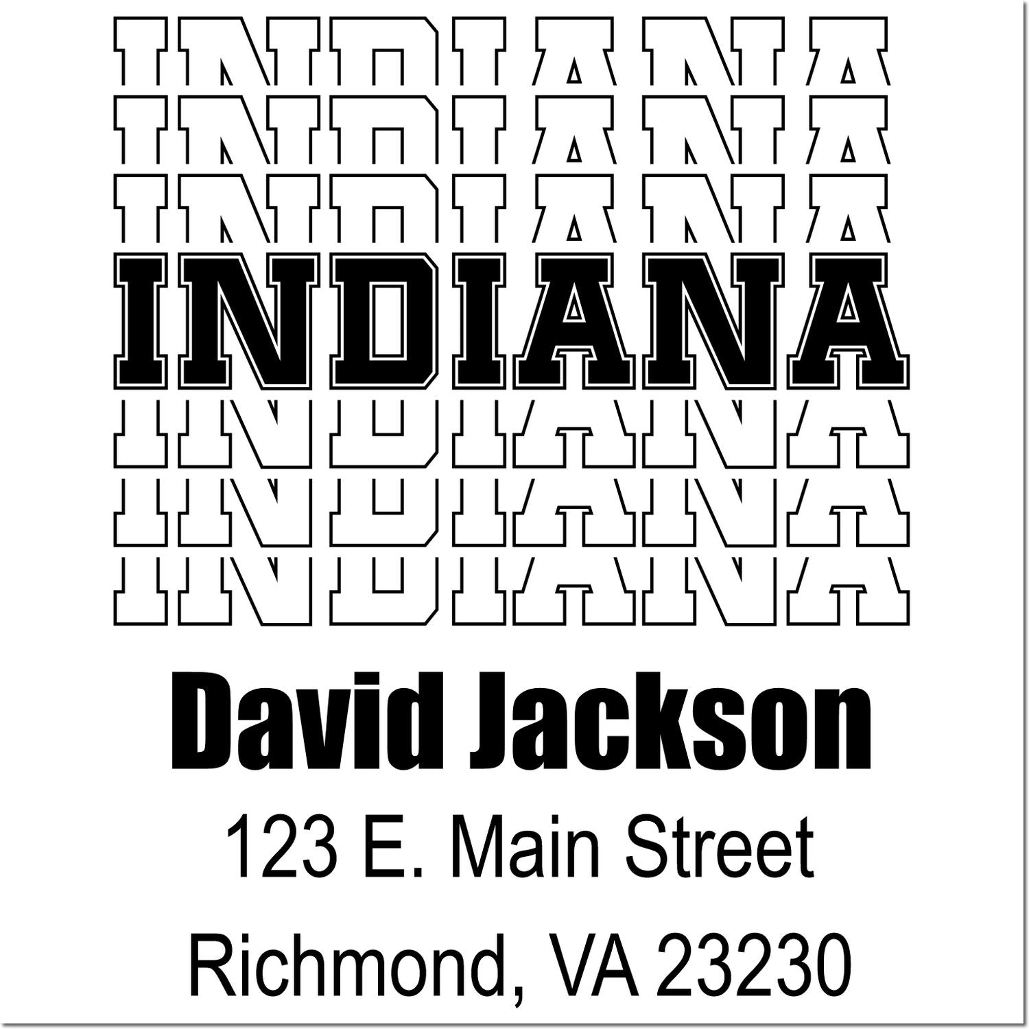Custom Indiana address rubber stamp for David Jackson, 123 E. Main Street, Richmond, VA 23230