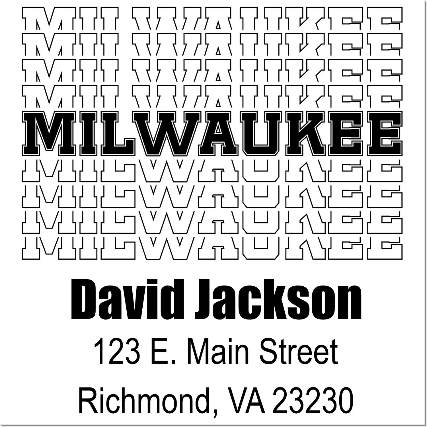 Custom Milwaukee rubber stamp proof for David Jackson with address, Richmond, VA 23230.
