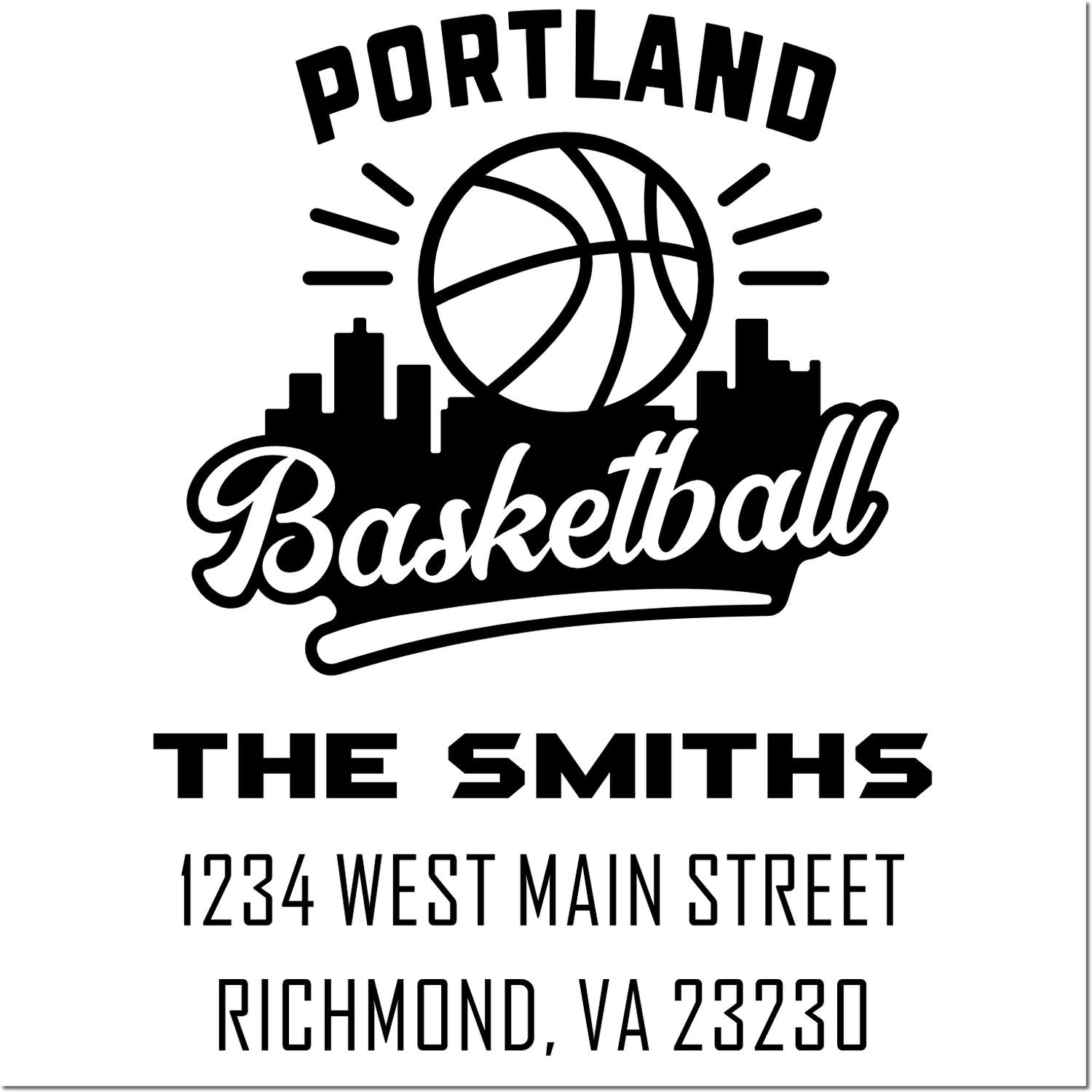 Custom Portland basketball rubber stamp with The Smiths, 1234 West Main Street, Richmond, VA 23230