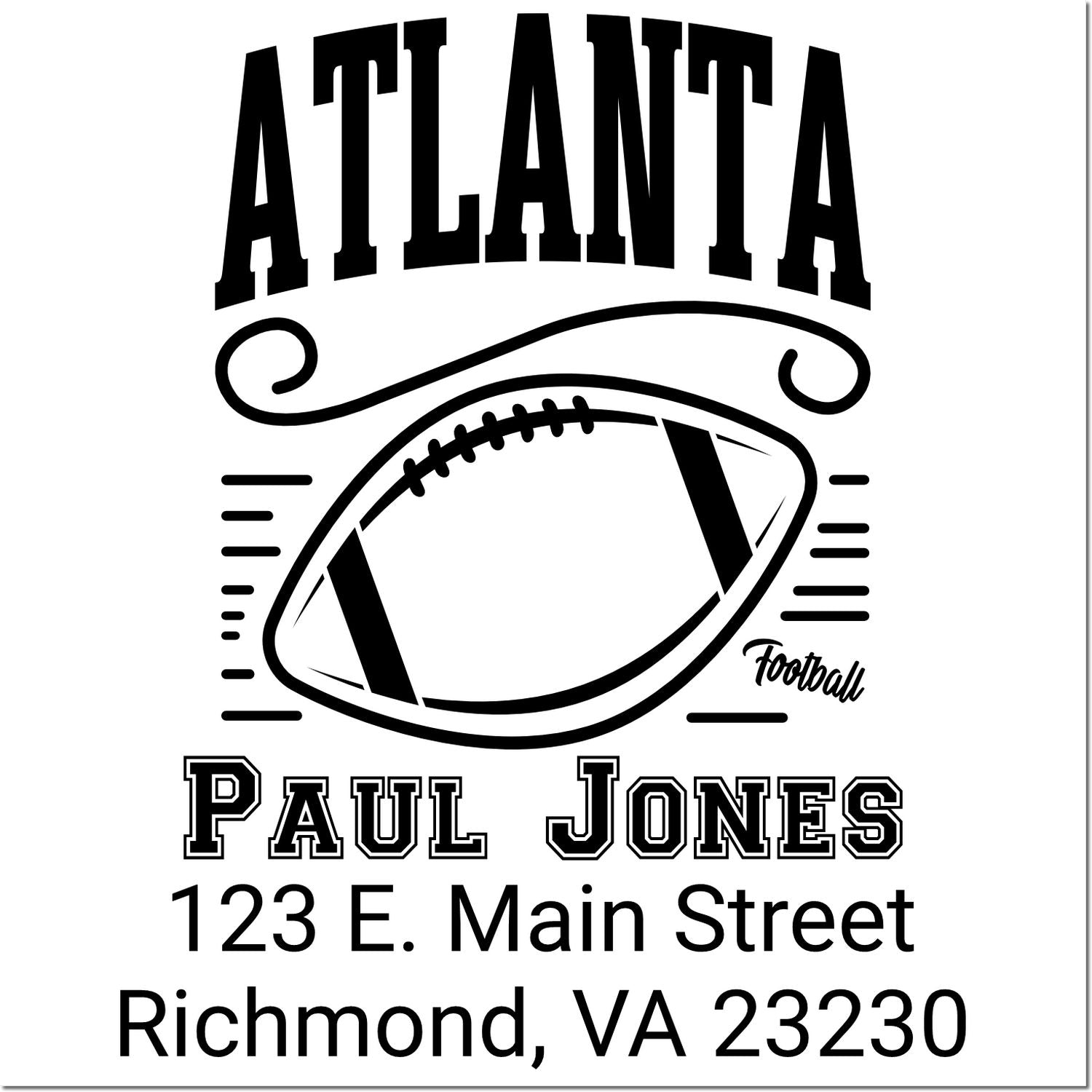 Custom Atlanta football rubber stamp for Paul Jones, featuring name and Richmond, VA address.
