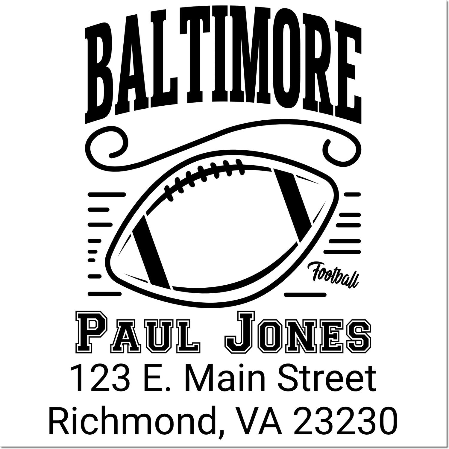 Baltimore football rubber stamp for Paul Jones, 123 E. Main Street, Richmond, VA 23230