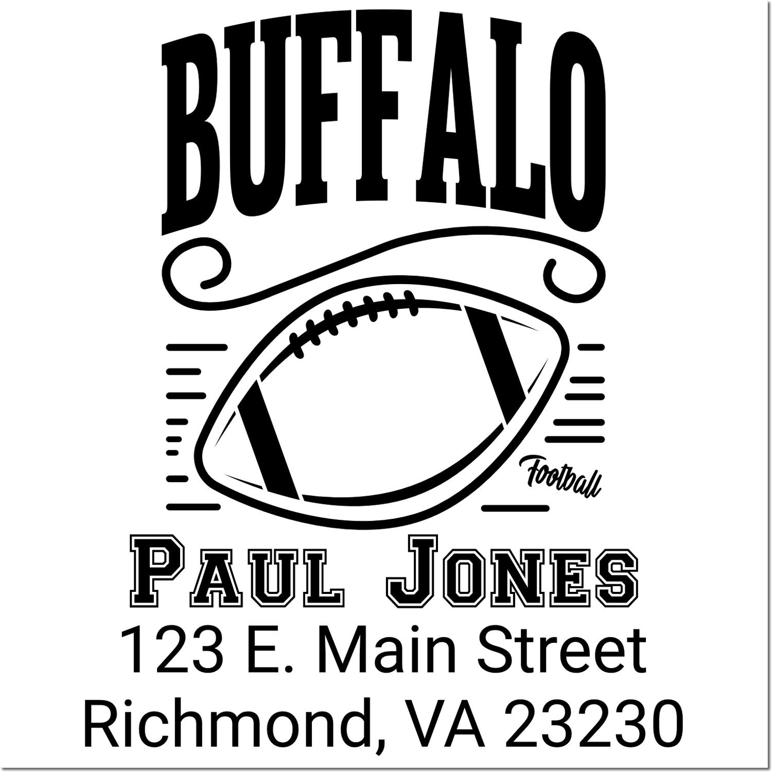 Custom Buffalo football rubber stamp for Paul Jones, with name and Richmond, VA return address for personalized fan mail.