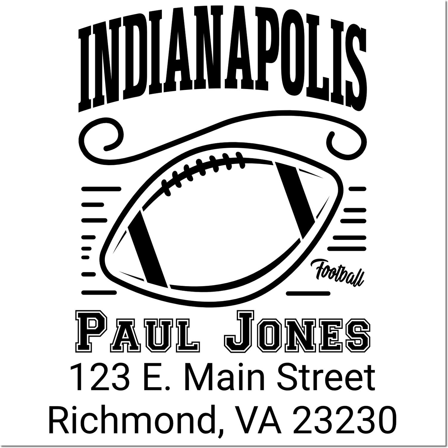 Custom Indianapolis football rubber stamp for Paul Jones, 123 E. Main Street, Richmond, VA 23230