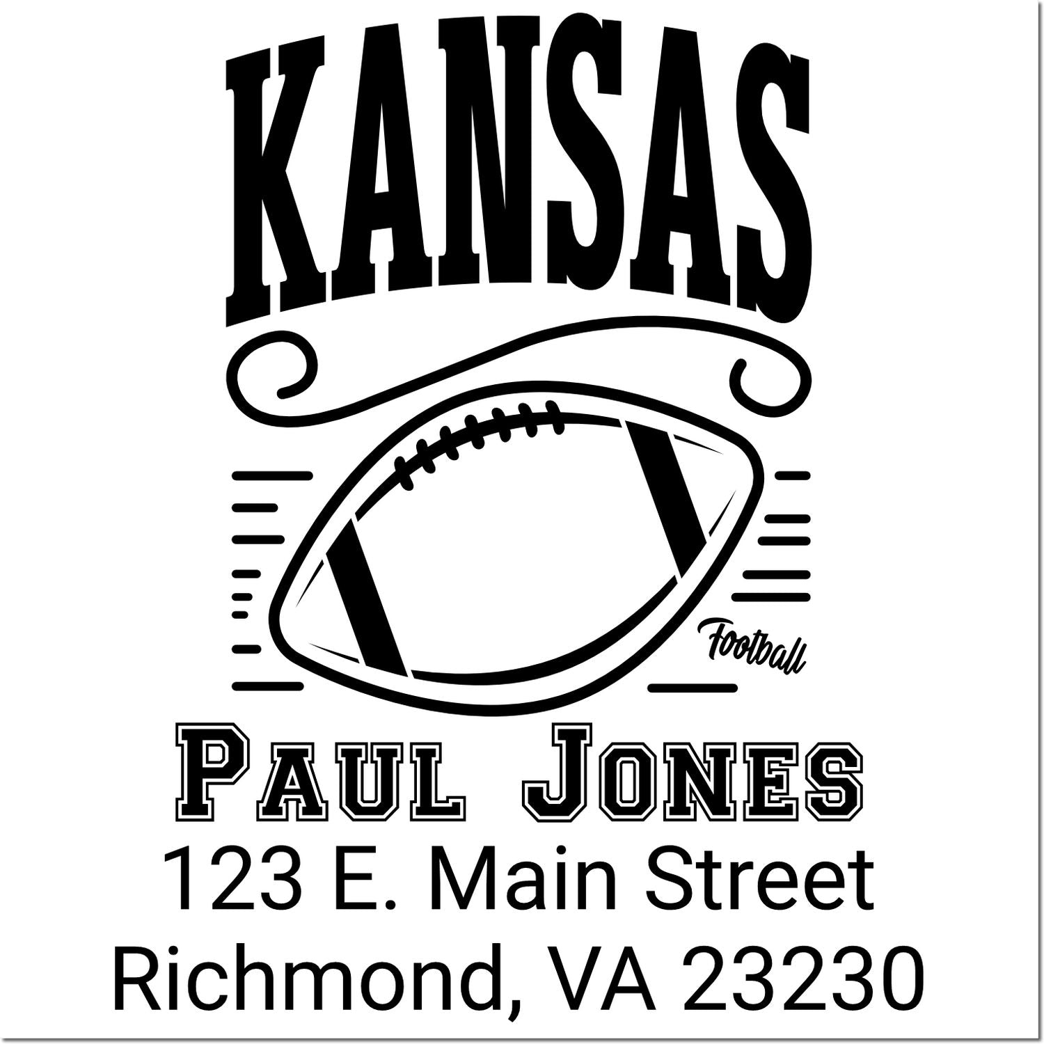 Personalized Kansas football rubber stamp for Paul Jones, Richmond, VA address