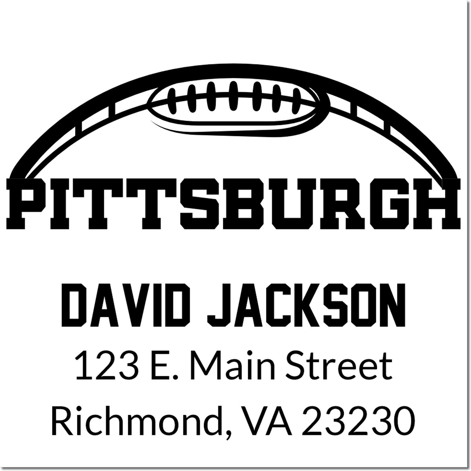Pittsburgh football custom return address rubber stamp for David Jackson, Richmond, VA 23230
