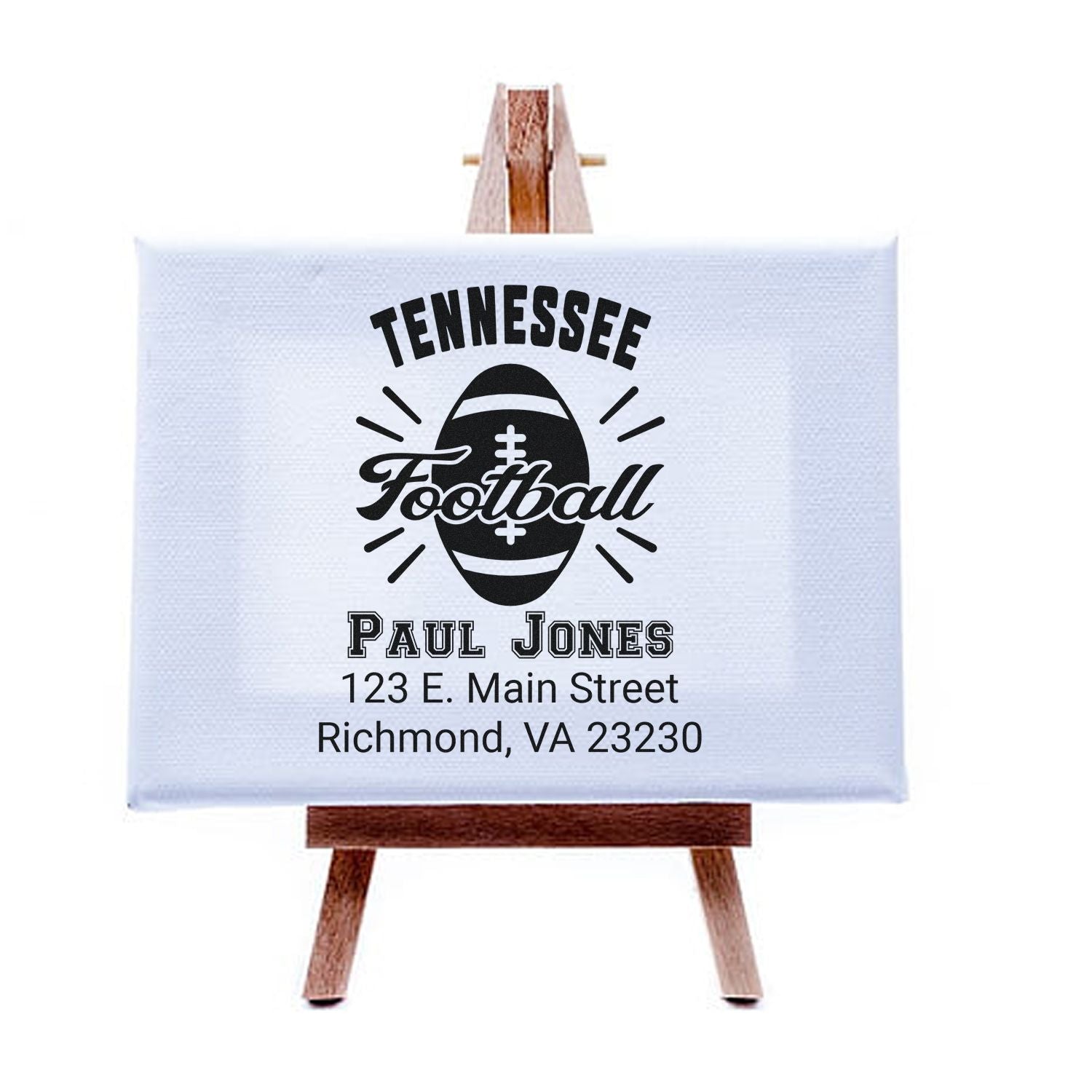 Custom Tennessee Football return address rubber stamp for Paul Jones in Richmond, VA.