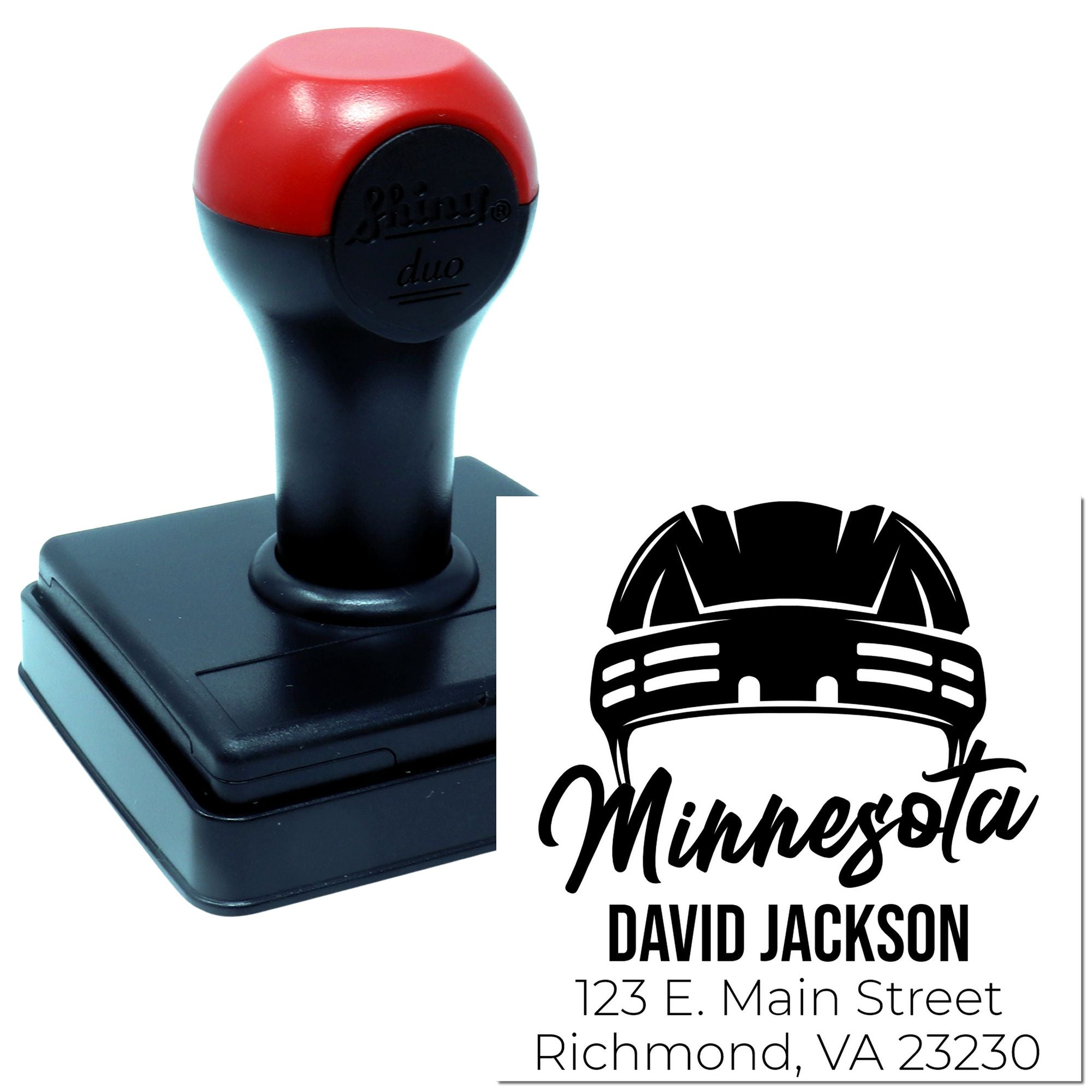 Custom self-inking rubber stamp with Minnesota return address design for business mailing and branding