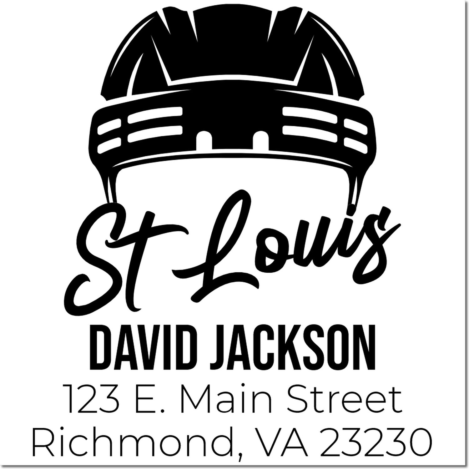 Custom rubber stamp for St Louis contractor David Jackson with hard hat logo and Richmond, VA address.