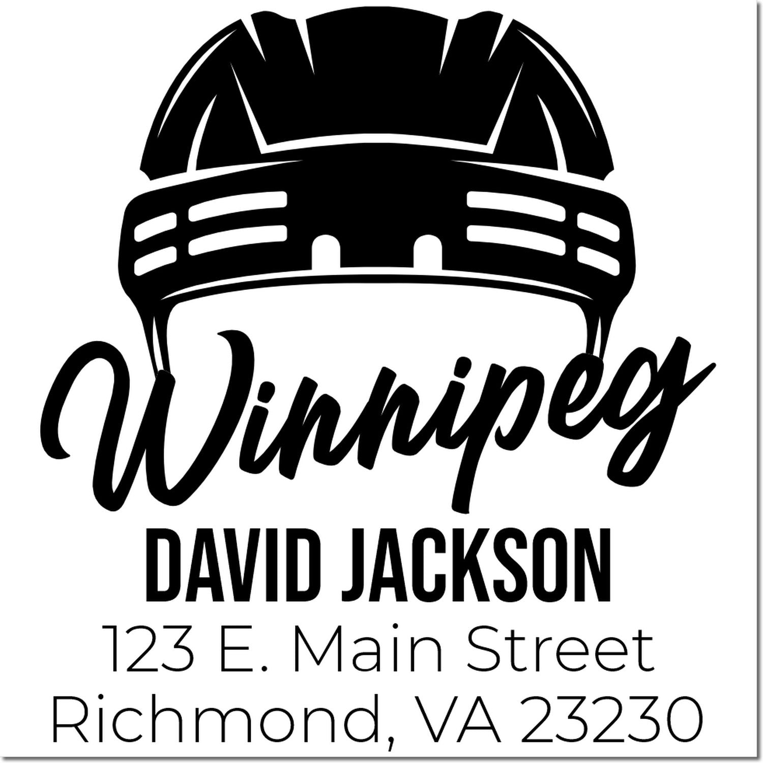 Personalized construction hard hat rubber stamp for David Jackson with Richmond, VA 23230 address