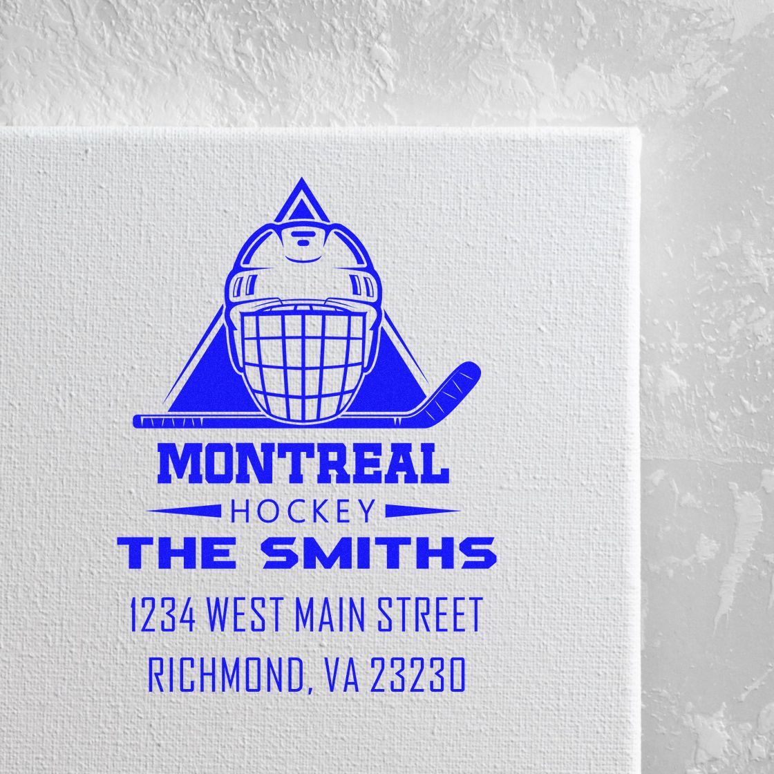Custom hockey rubber stamp with Montreal Hockey logo, The Smiths, and Richmond, VA return address.