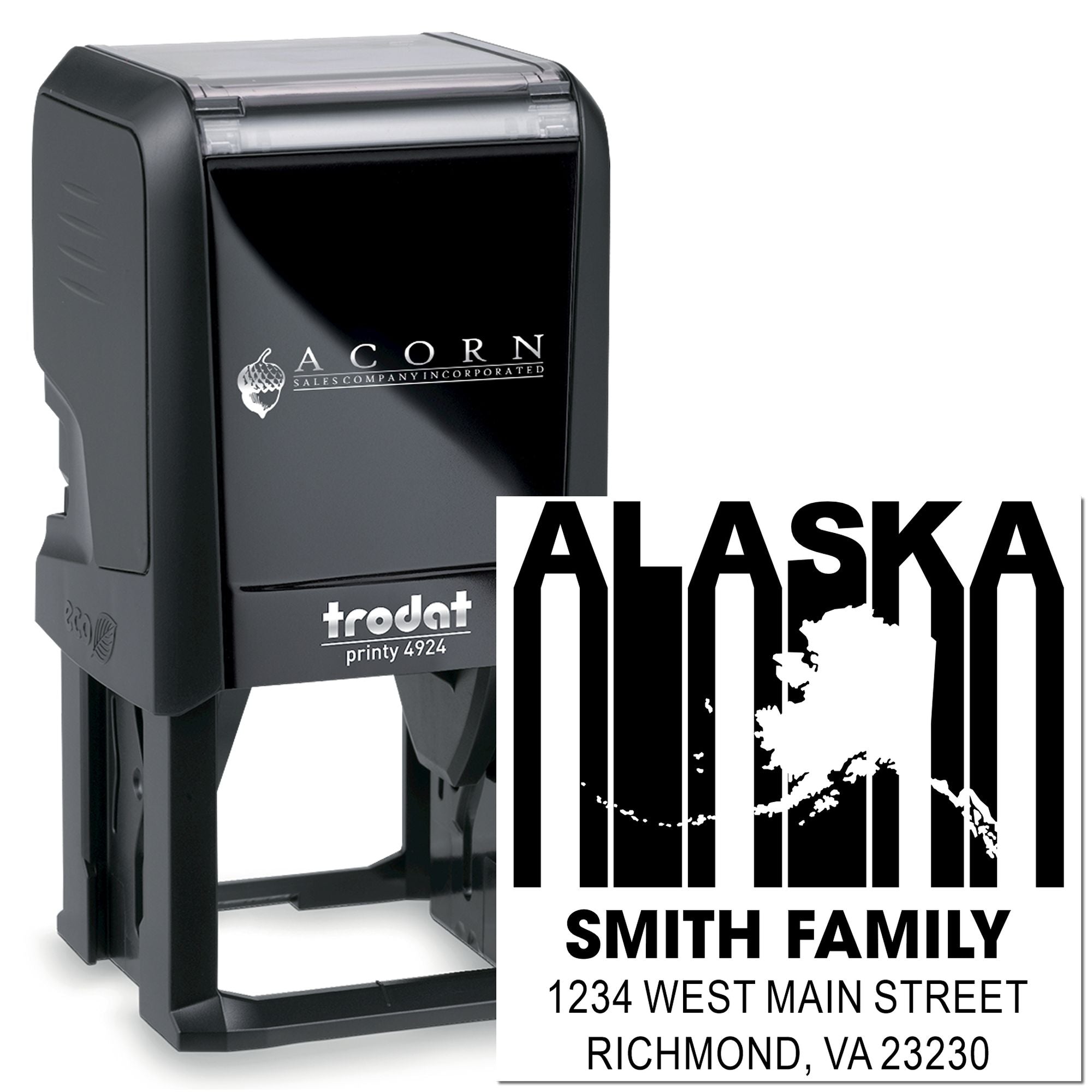 Self-Inking Retro Alaska State Outline Rubber Return Address Label Stamp Customizable