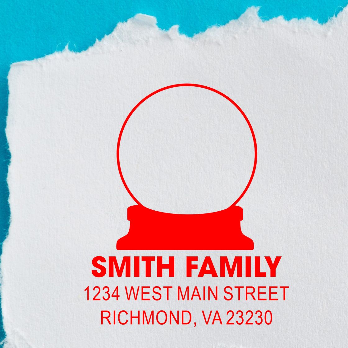 Custom Smith family return address rubber stamp with name and Richmond, VA address for envelopes and mailings.