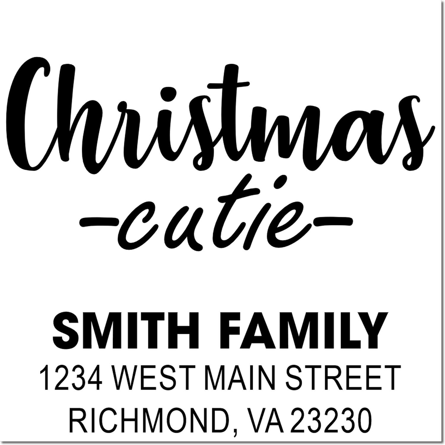Personalized Christmas address rubber stamp for Smith Family holiday cards, Richmond, VA.