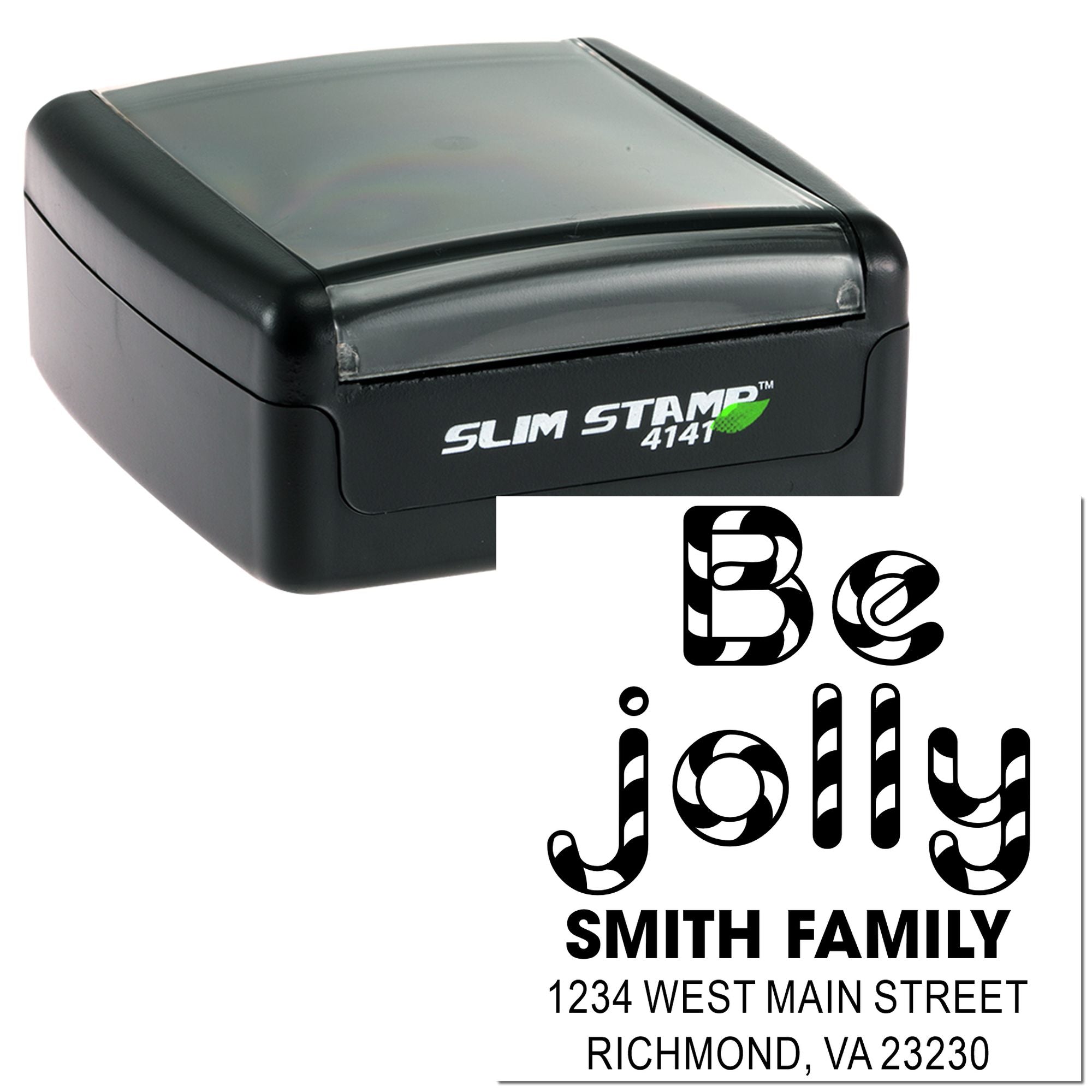 Custom self-inking rubber address stamp for Smith family with name, street address, and Richmond, VA return address.