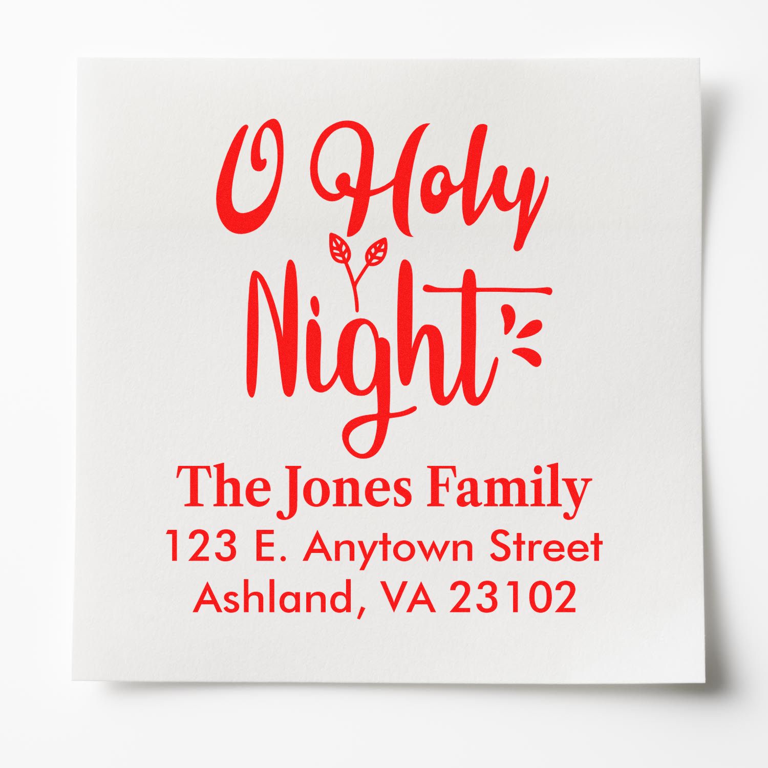 Custom O Holy Night Christmas return address rubber stamp for The Jones Family, featuring festive holiday lettering.