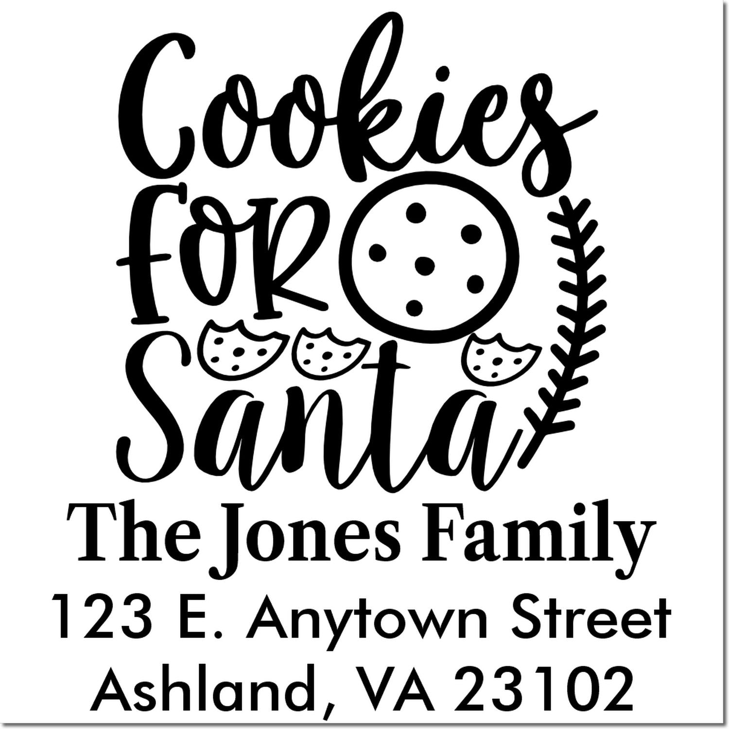 Custom Cookies for Santa address stamp with family name and home address for holiday baking