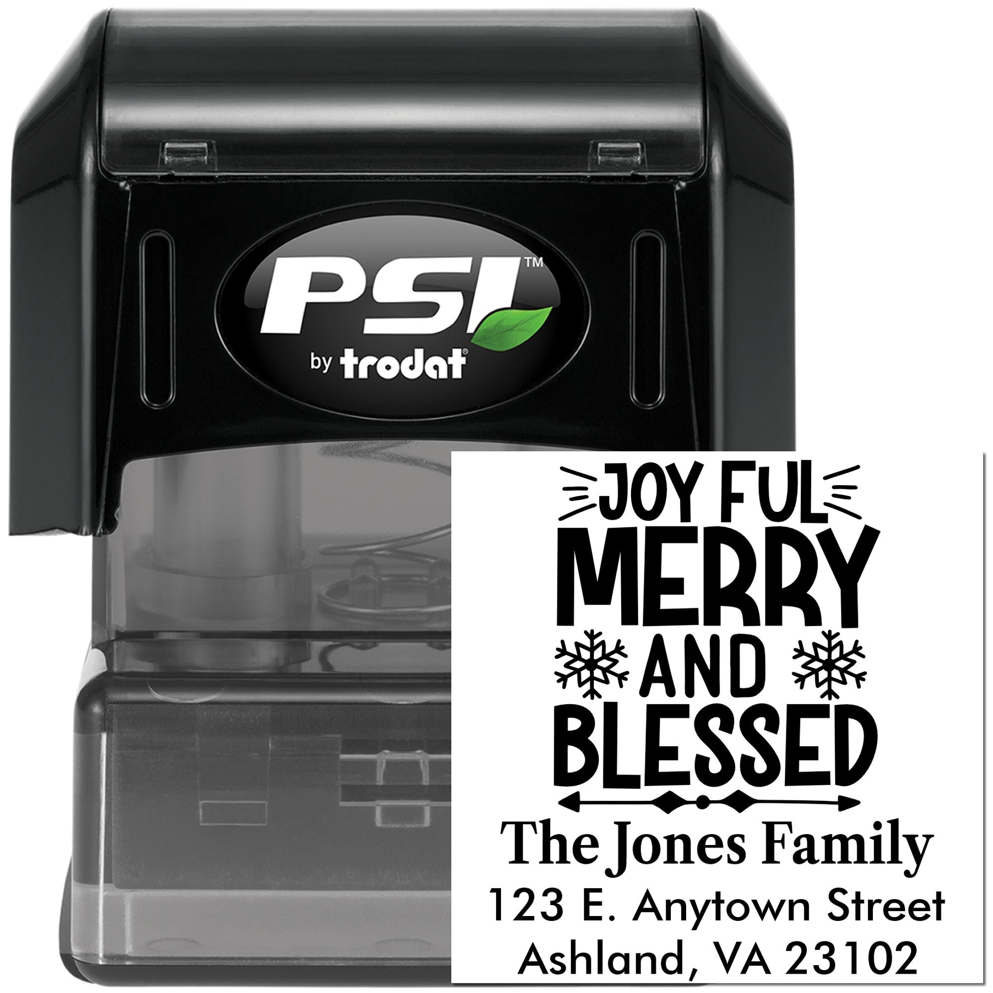 PSI Pre-Ink Joyful Merry And Blessed Design Custom-Made Santa Pre-Inked Stamp