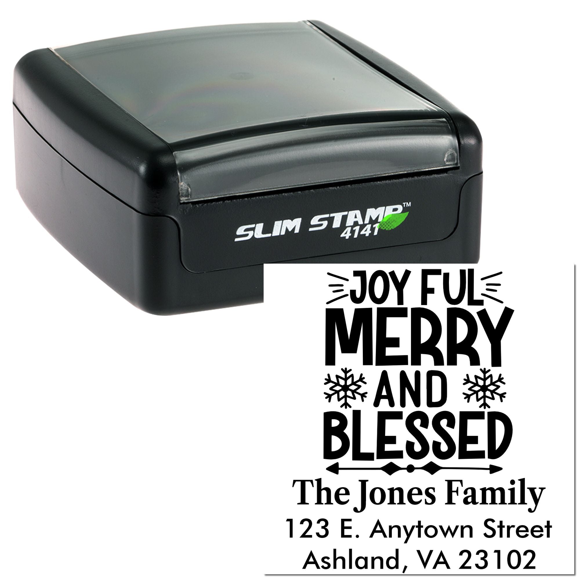 Slim Pre-Inked Joyful Merry And Blessed Design Custom-Made Santa Stamp