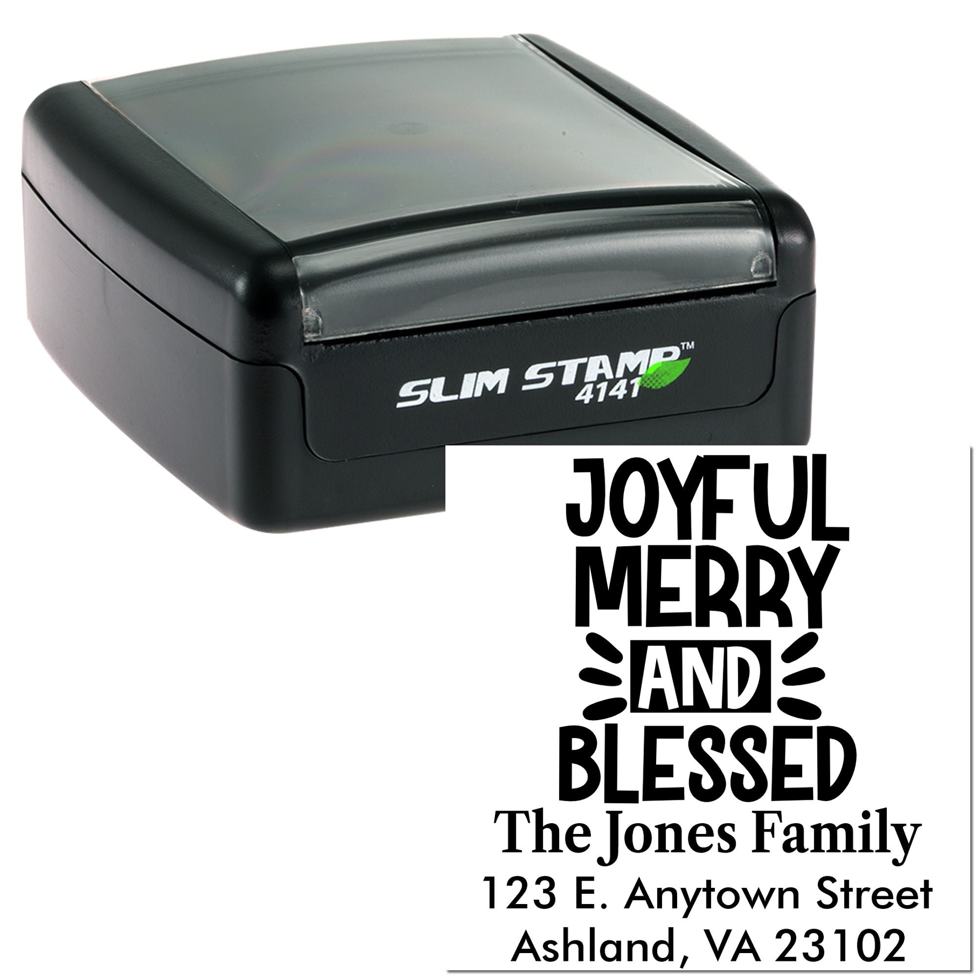 Slim Pre-Inked Joyful Merry And Blessed Design Custom-Made Reindeer Stamp