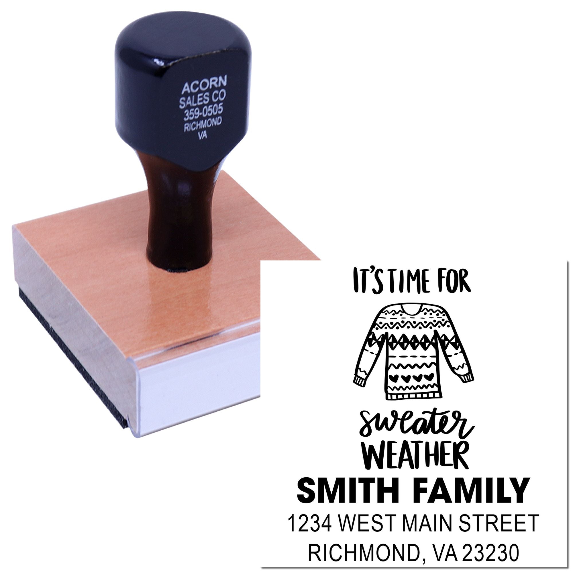 Sweater Weather Delight Customized Mistletoe Stamp with Wood Handle