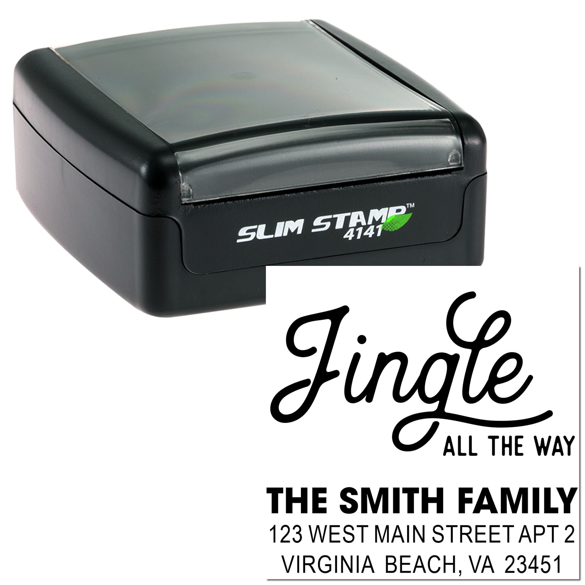 Self-inking Slim Stamp 4141 rubber stamp showing a custom return address and Single all the Way design for the Smith family.