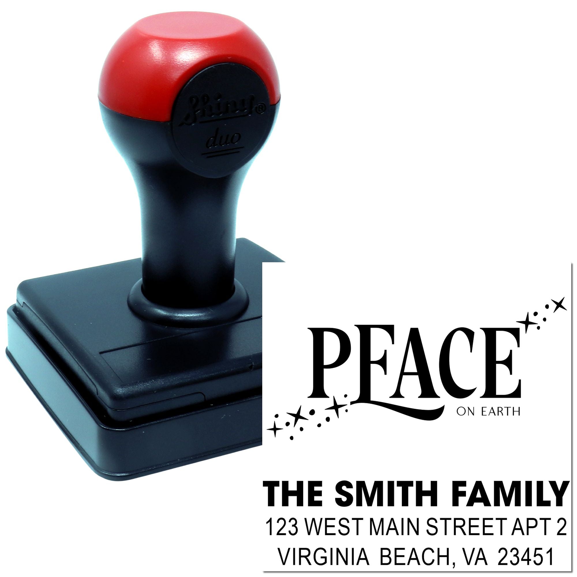 Peaceful Elegance Personalized Script Address Stamp with Ink, 1-5/8" Square