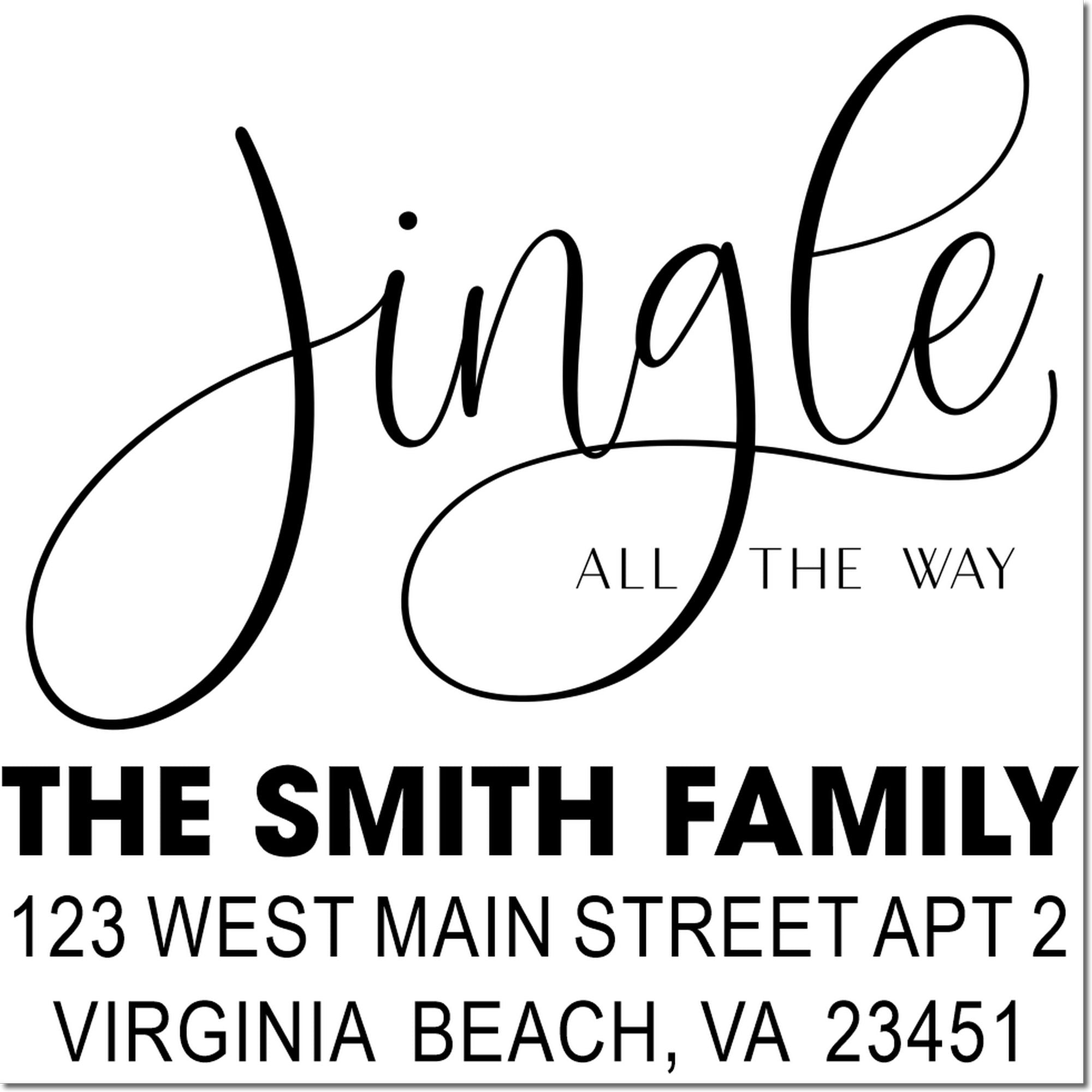 Custom Smith family return address rubber stamp with Hustle all the way and Virginia Beach, VA address.