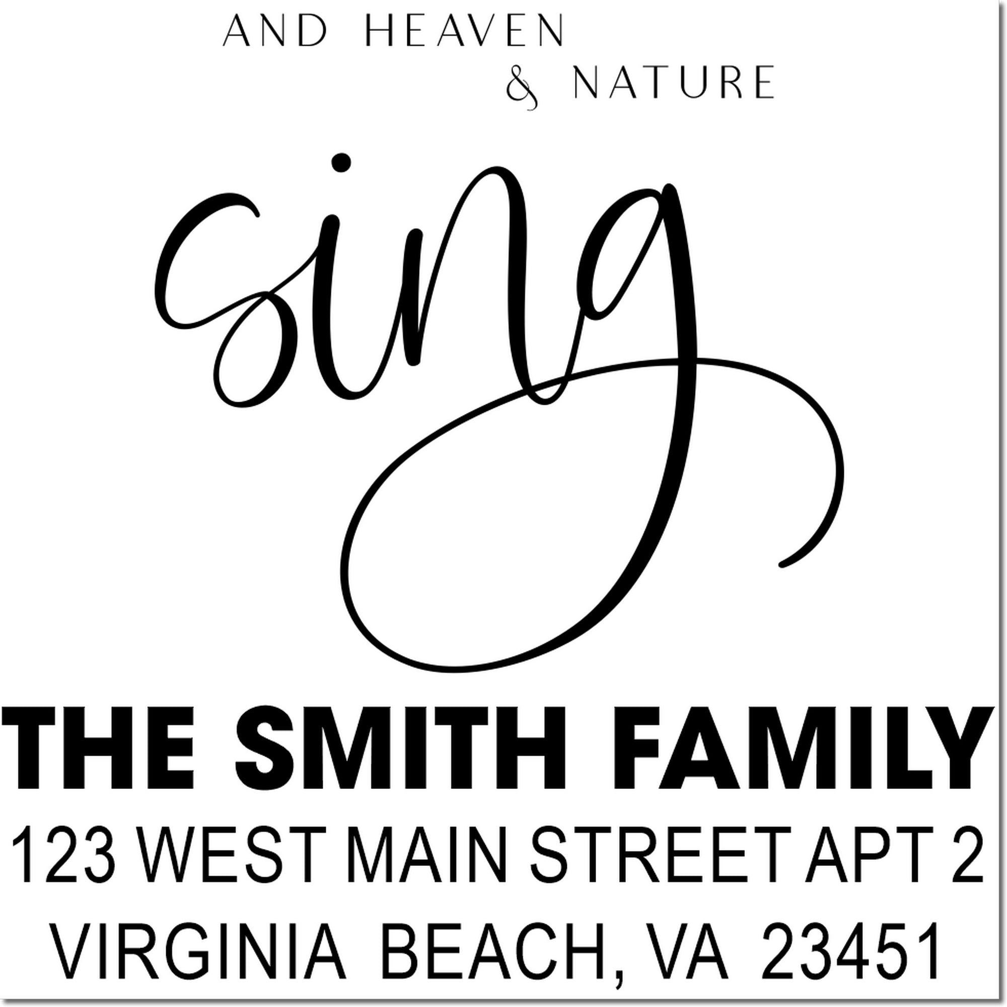 Custom family return address rubber stamp with Smith family name and Virginia Beach, VA address.