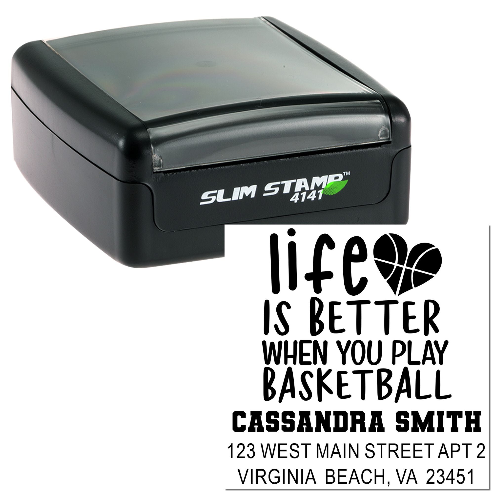 Basketball Love Quote Rubber Stamp, 1-5/8" Square , Small-Batch Crafted Pre-Inked Stamp