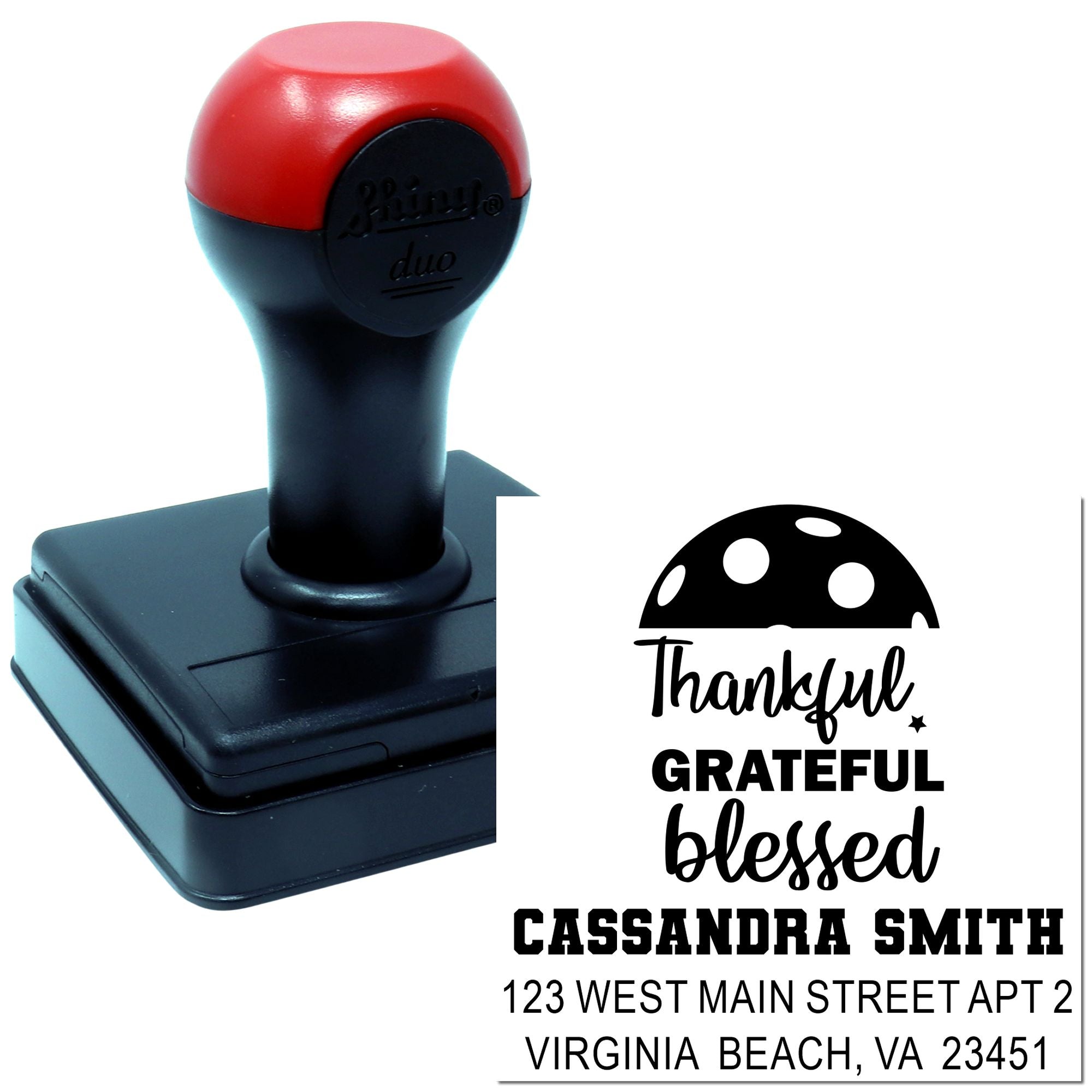 Grateful Polka Dot Personalized Thank You Rubber Stamp