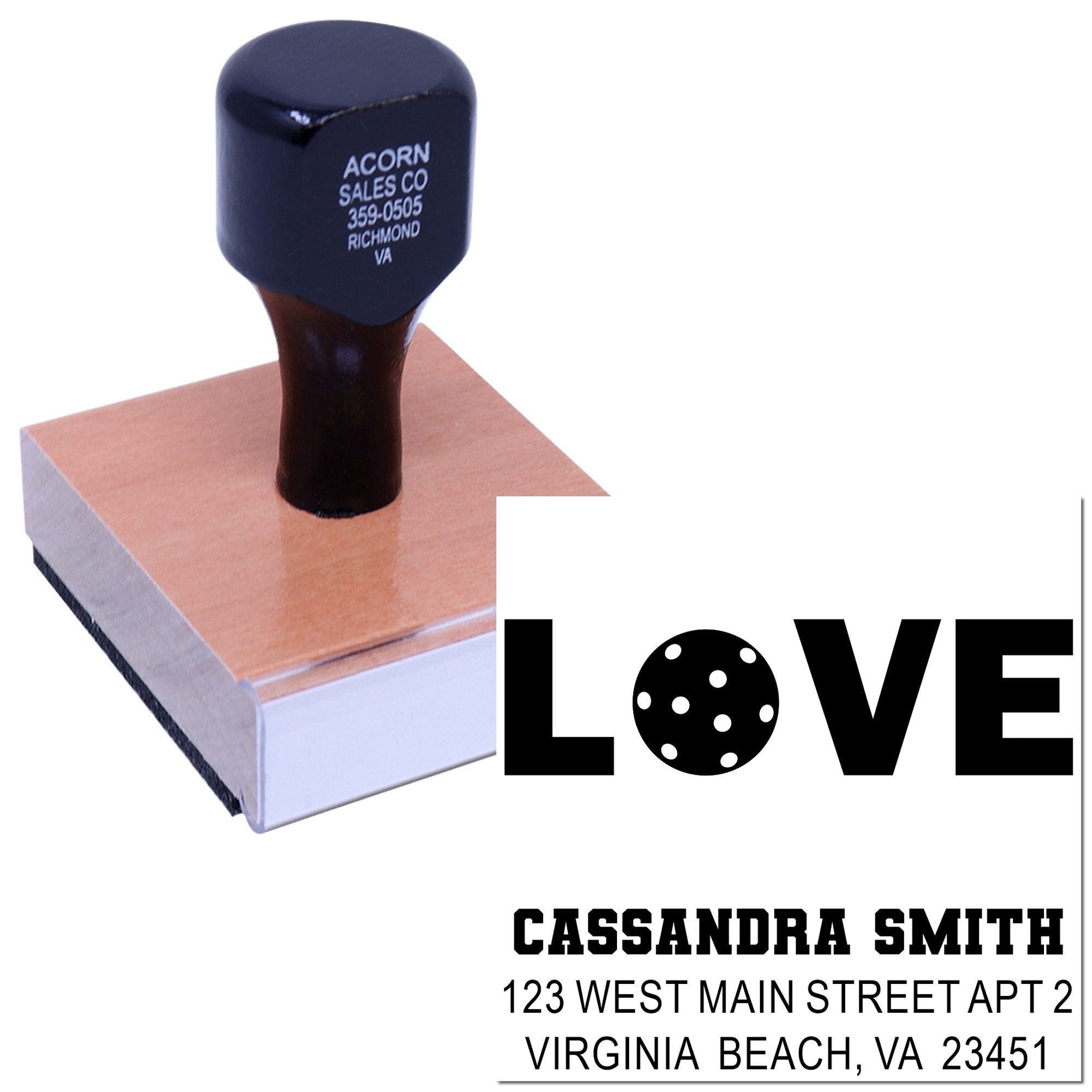 Personalized custom rubber stamp with LOVE design and return address imprint for wedding or business use