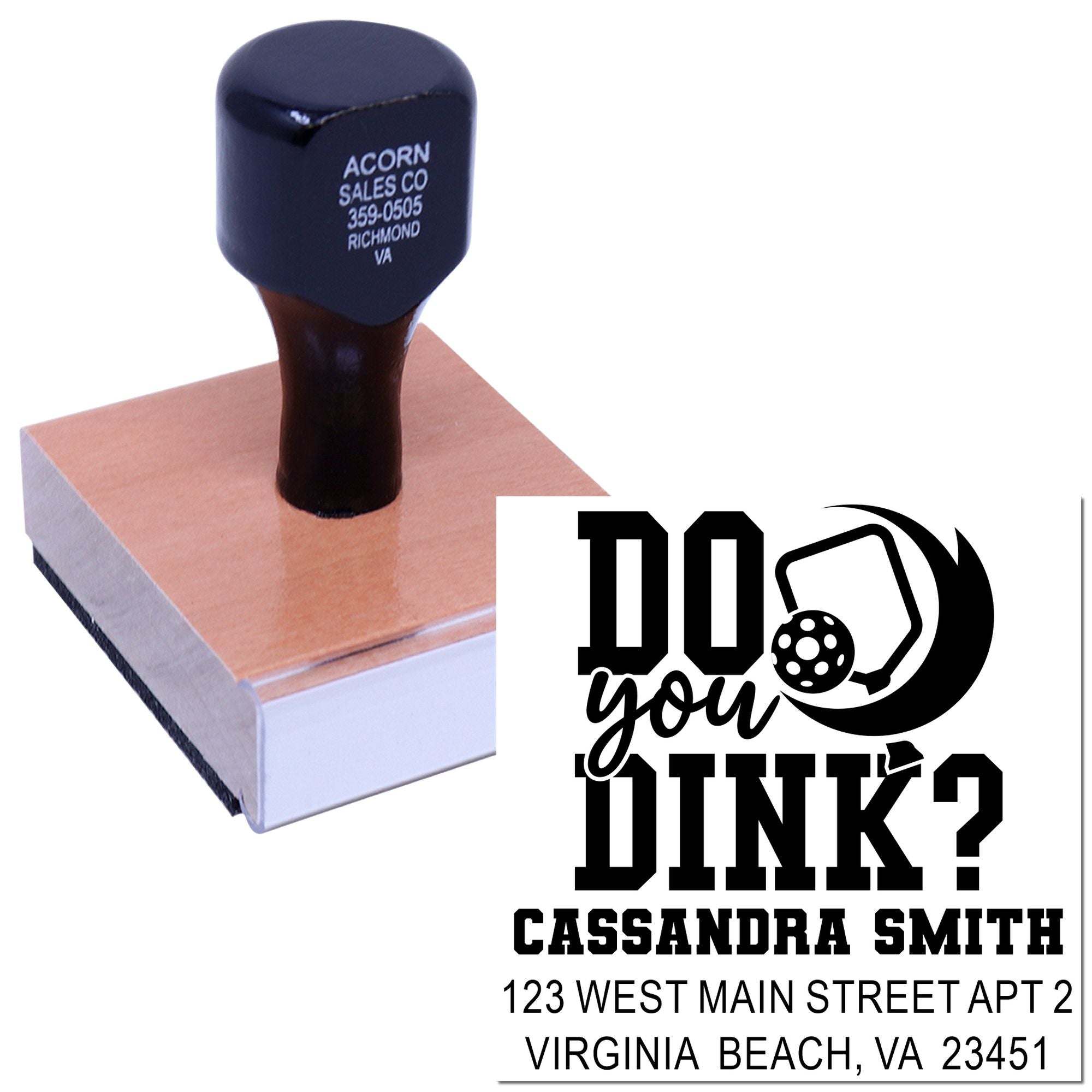 Custom pickleball return address rubber stamp with Do You Dink? design for Cassandra Smith.