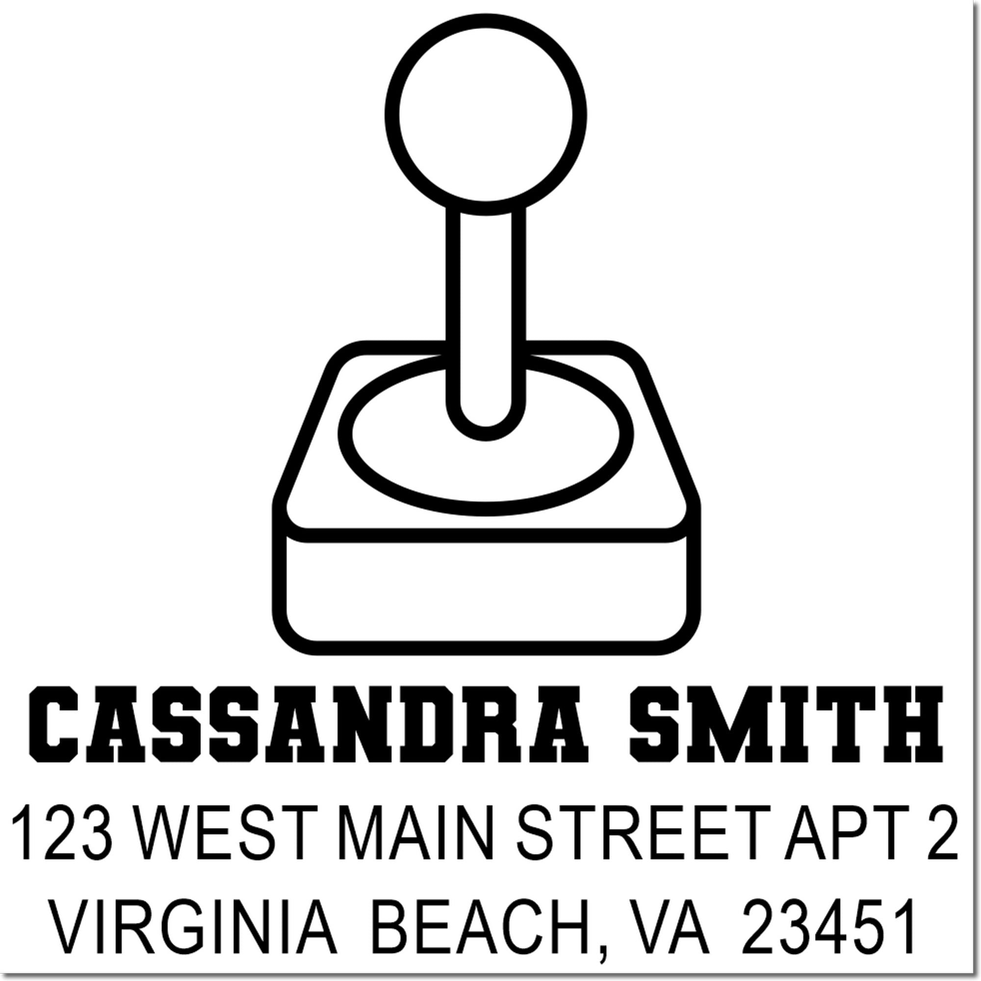 Personalized address rubber stamp for Cassandra Smith, 123 West Main Street Apt 2, Virginia Beach, VA 23451