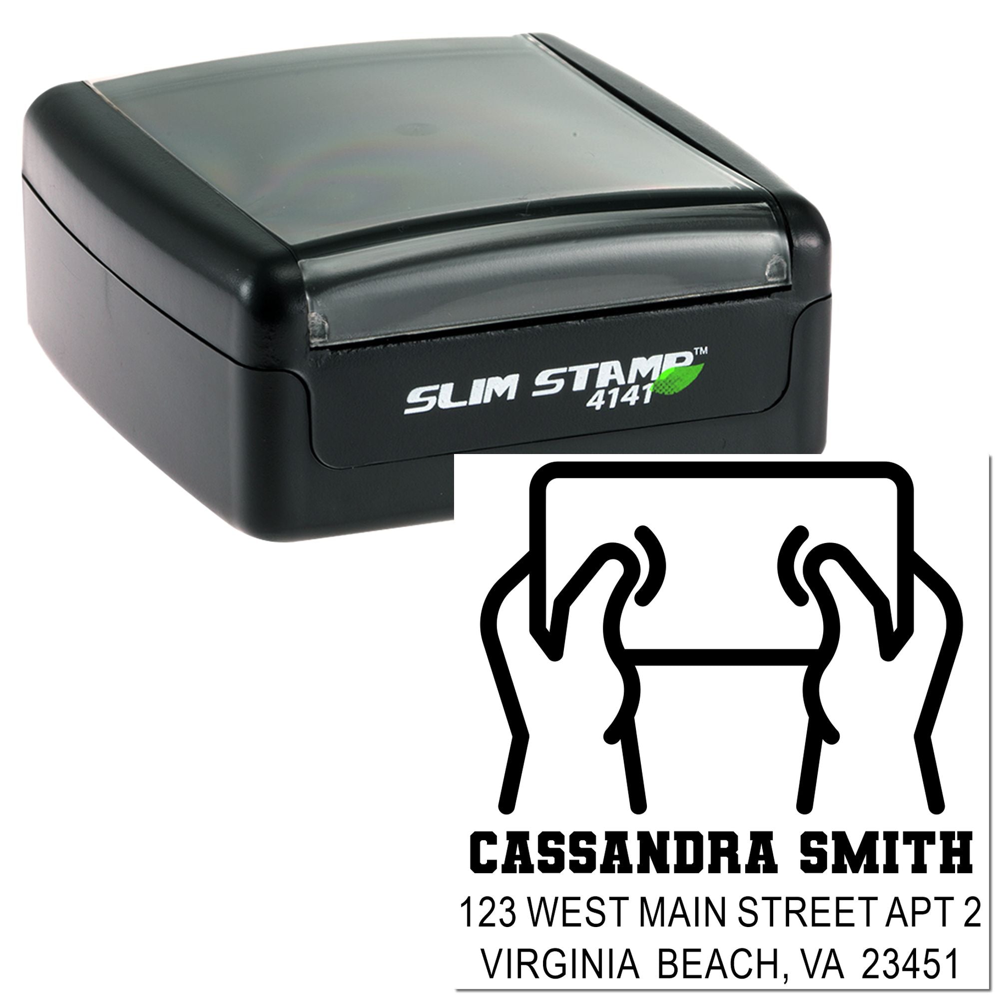 Whimsical Leaf Personalized 3-Line Rubber Pre-Inked Stamp