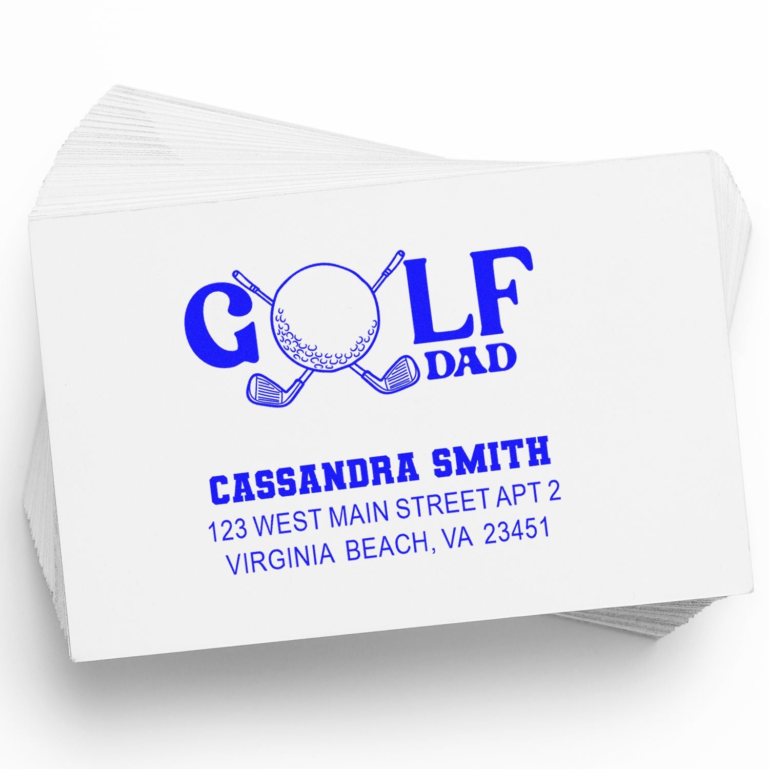 Custom golf dad address rubber stamp with name and Virginia Beach return address design